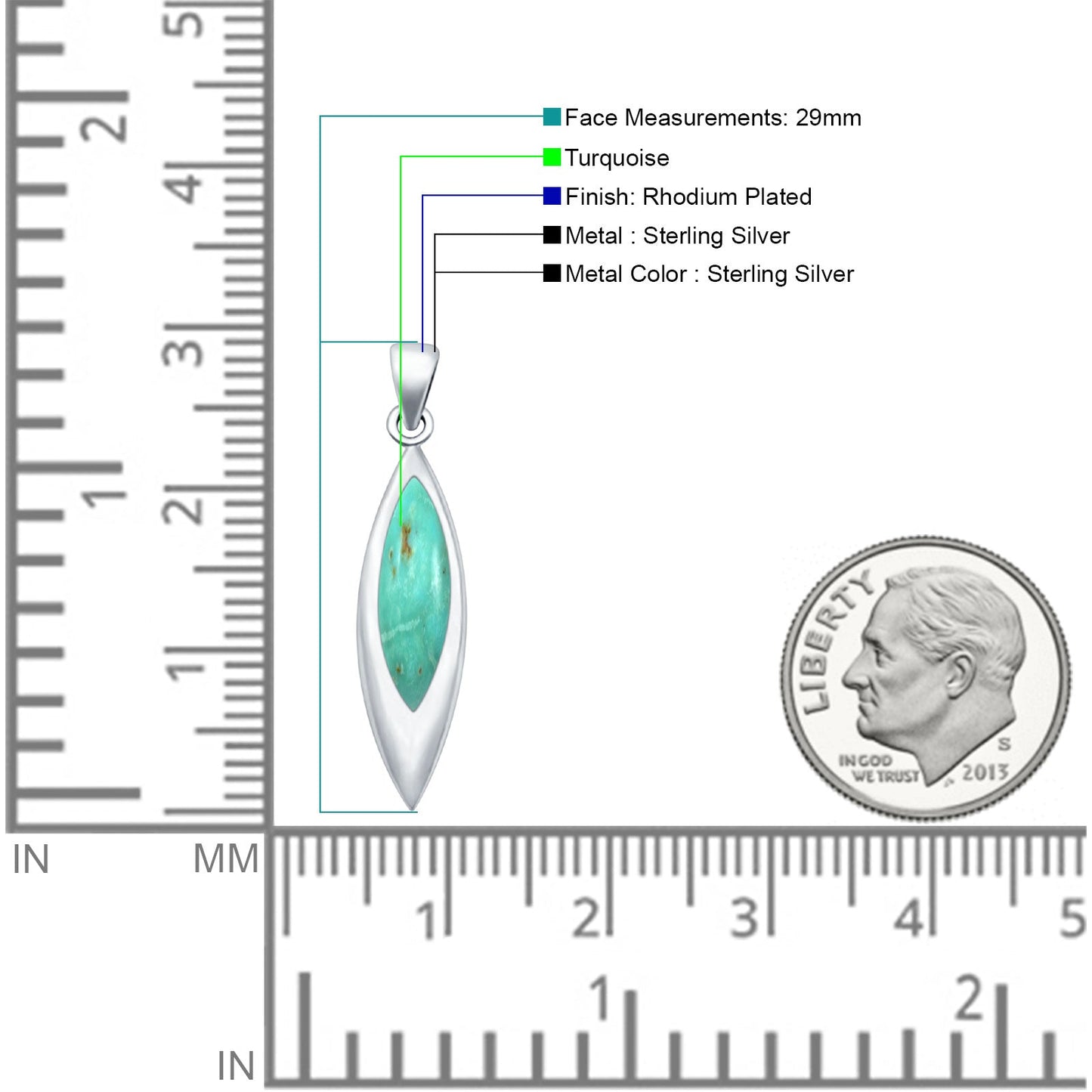 Marquise Turquoise Solitaire Pendant