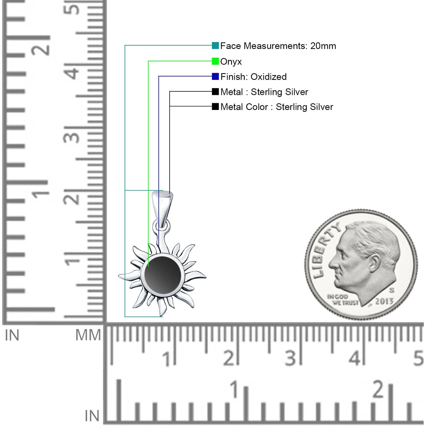 Oxidized Sun Pendant