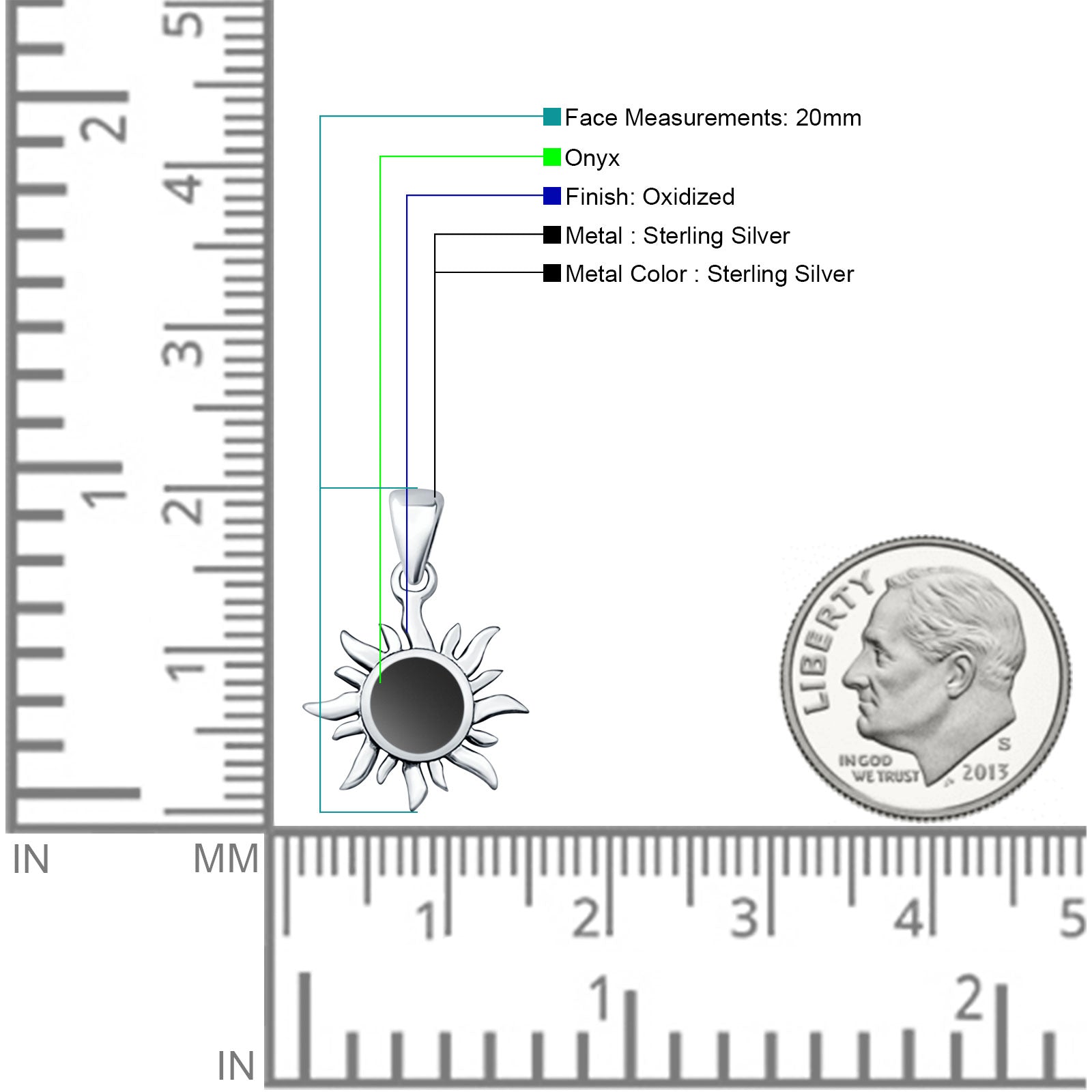 Oxidized Sun Pendant