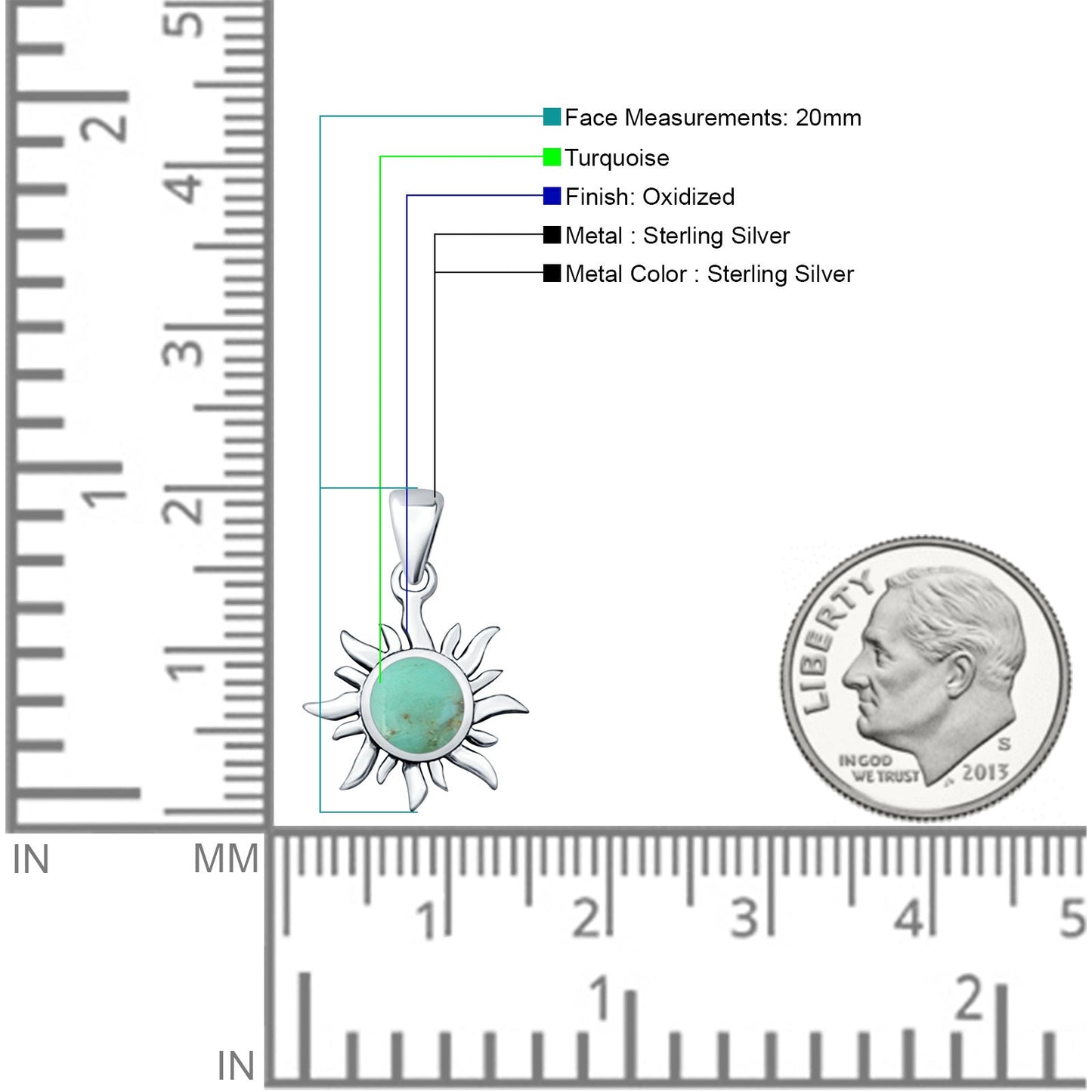 Oxidized Sun Pendant