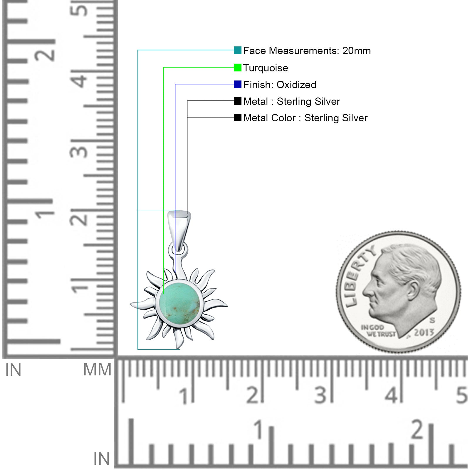Oxidized Sun Pendant