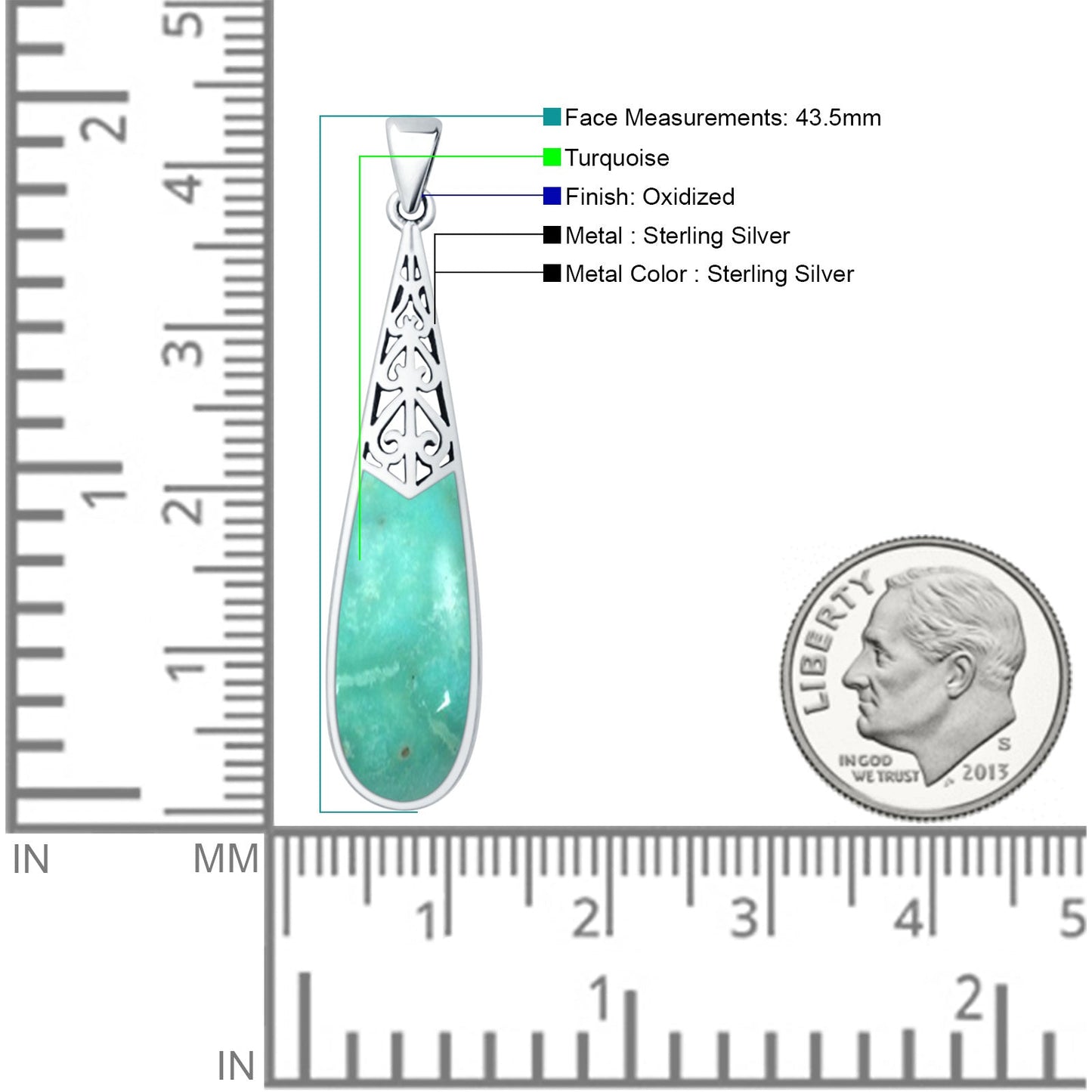 Oxidized Pear Dangle Drop Pendant