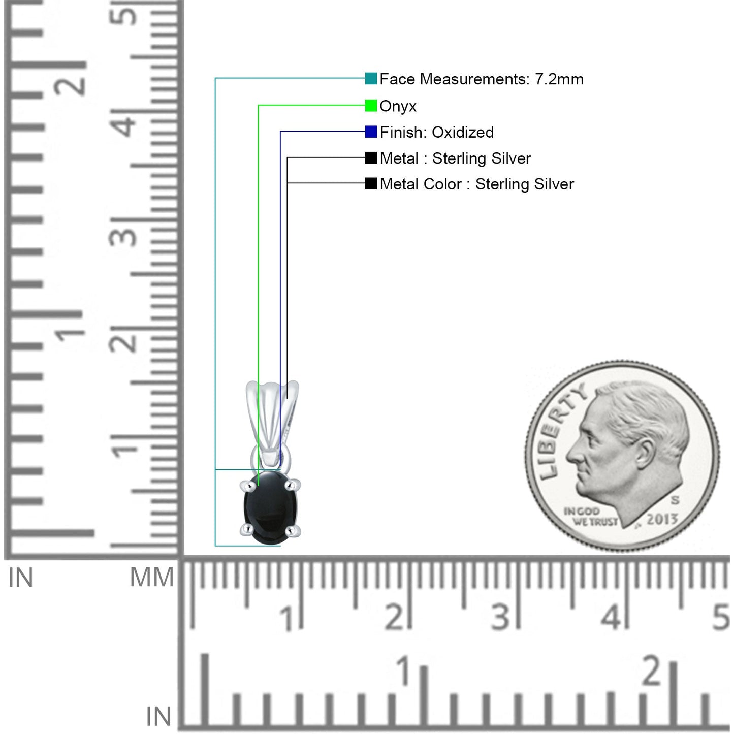 Oval Black Onyx Solitaire Pendant