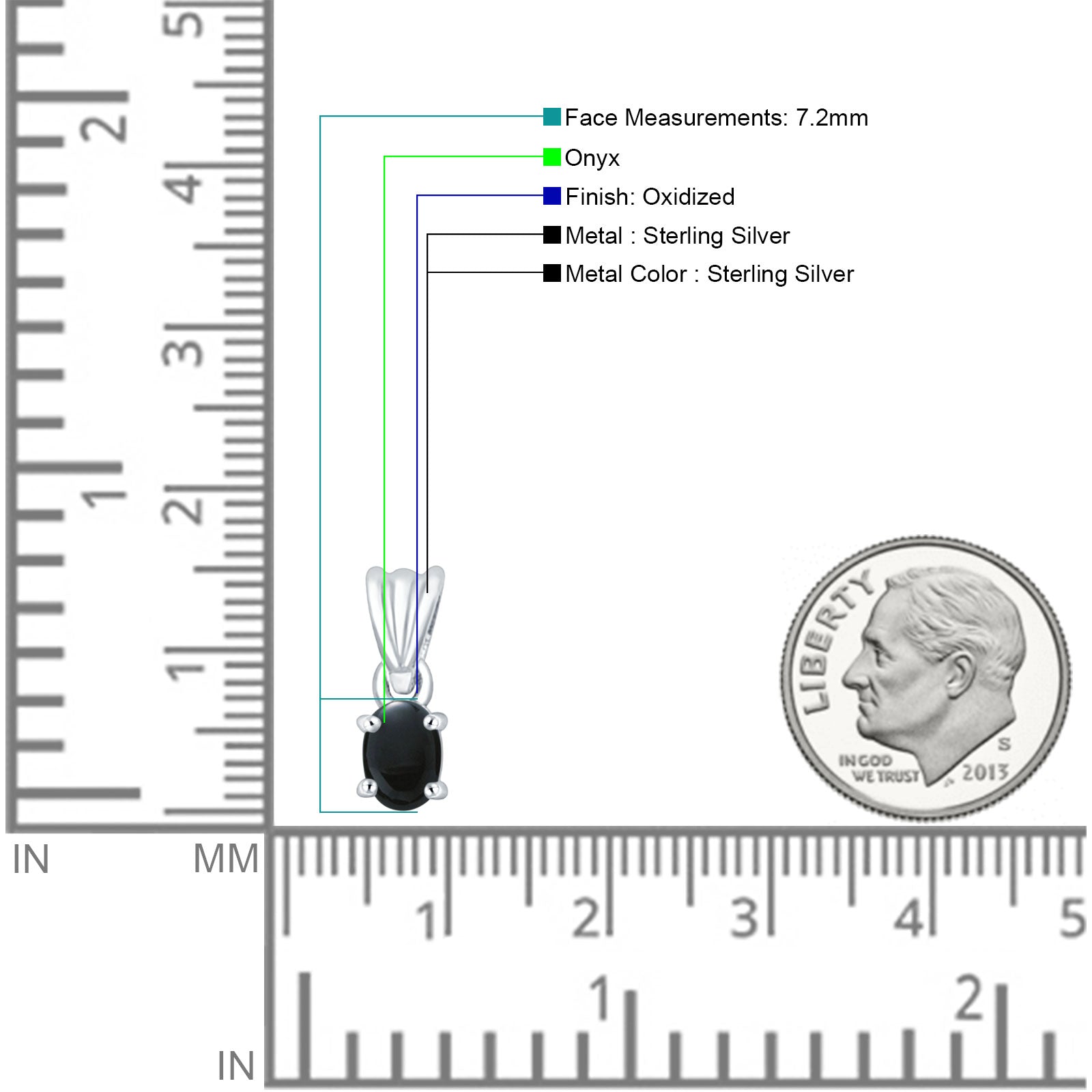 Oval Black Onyx Solitaire Pendant