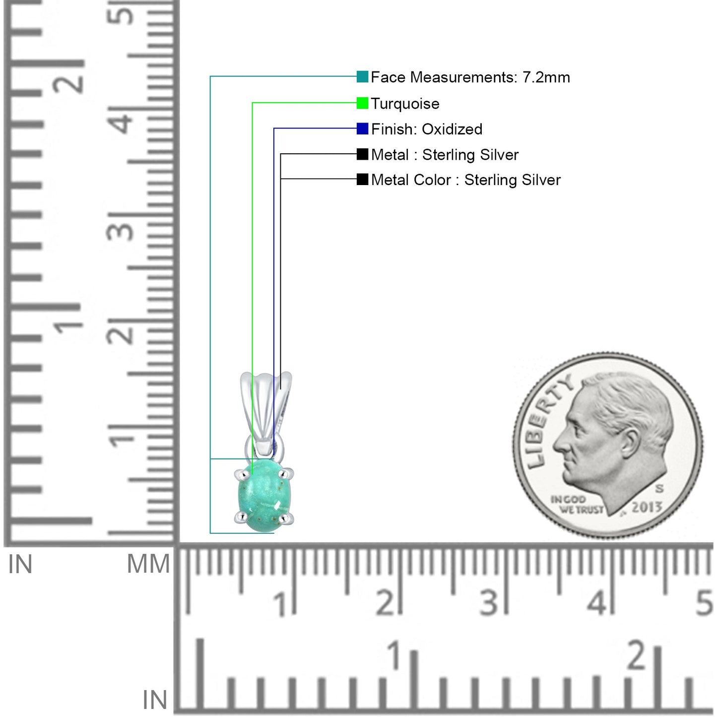 Oval Turquoise Solitaire Pendant