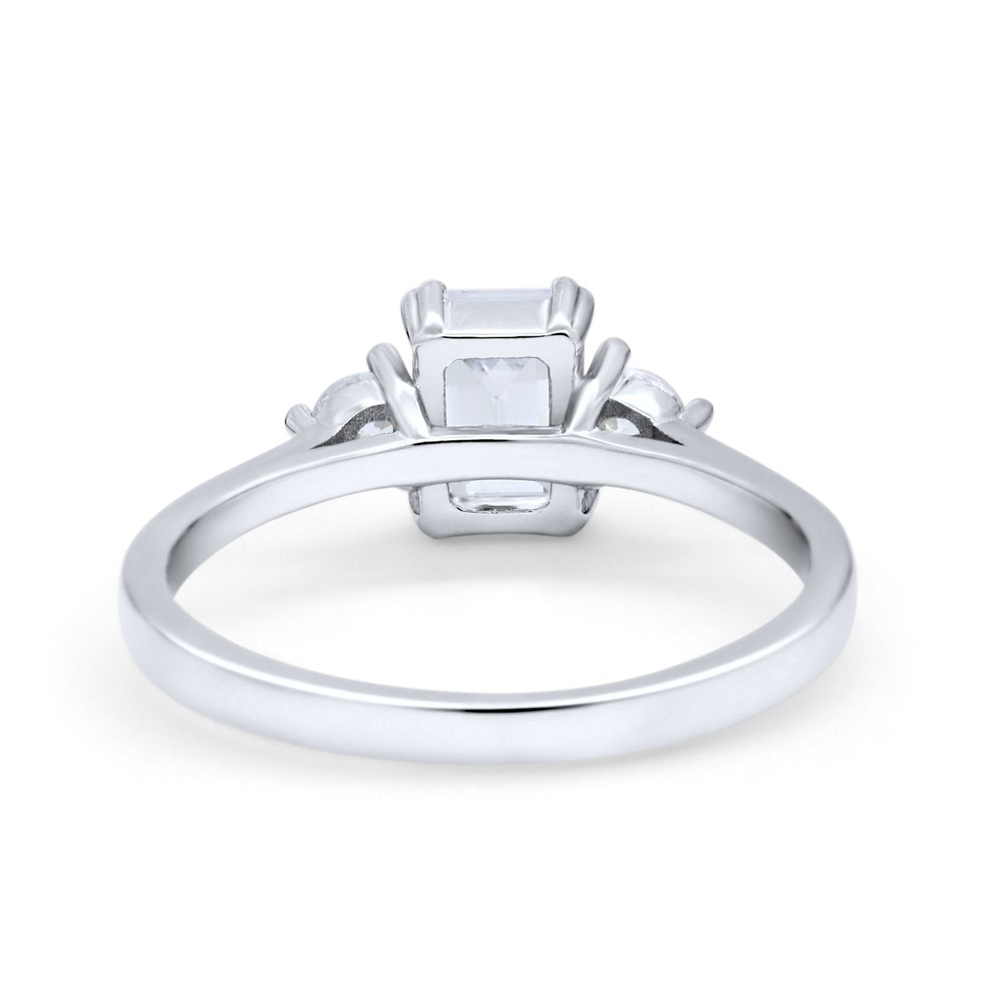 Emerald Cut Round Simulated Cubic Zirconia Wedding Ring