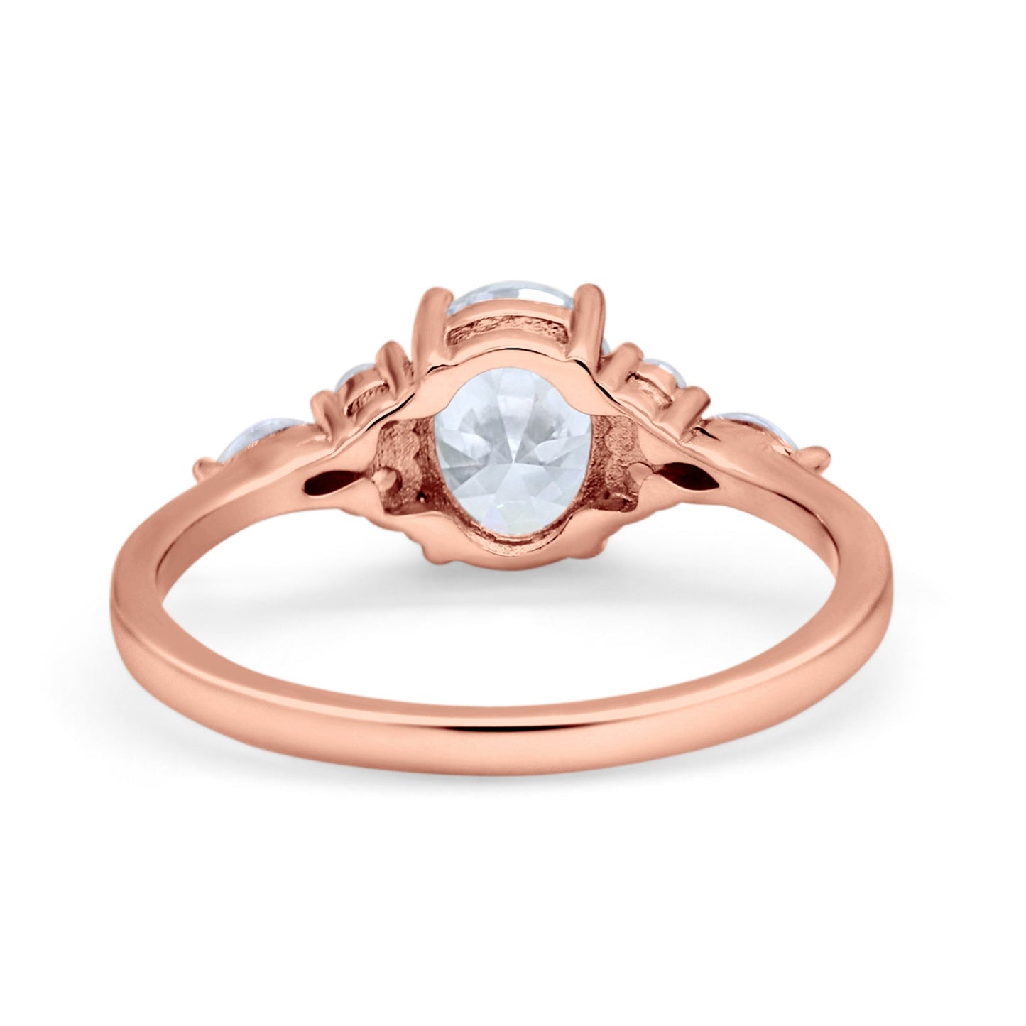 Art Deco Vintage Oval Wedding Engagement Ring Rose Tone, Simulated Cubic Zirconia