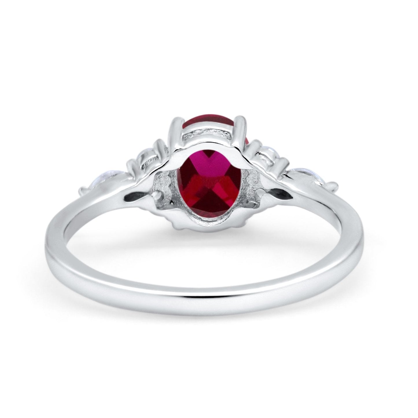 Art Deco Oval Wedding Ring Marquise Simulated Ruby CZ