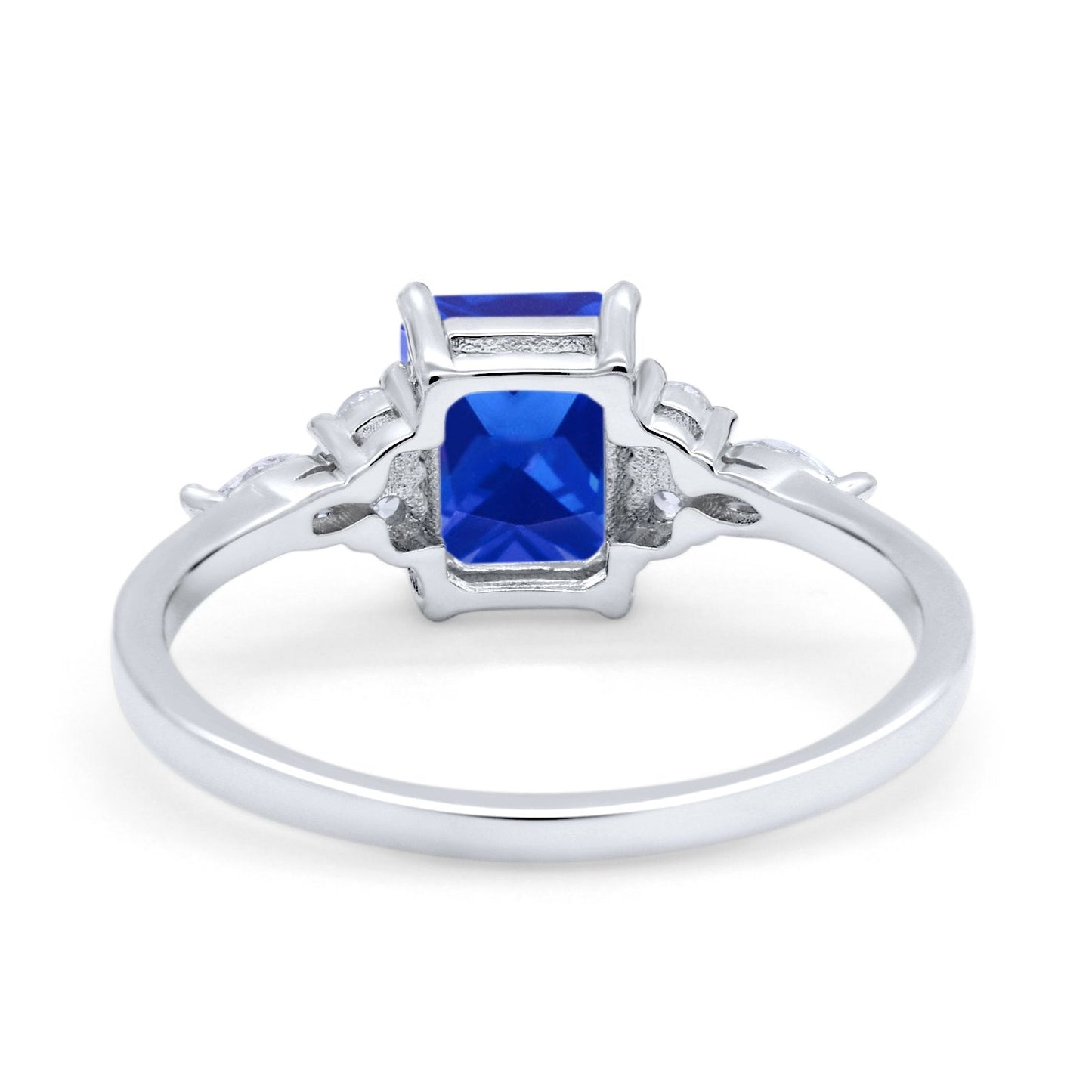 Art Deco Emerald Cut Simulated Tanzanite CZ Wedding Ring