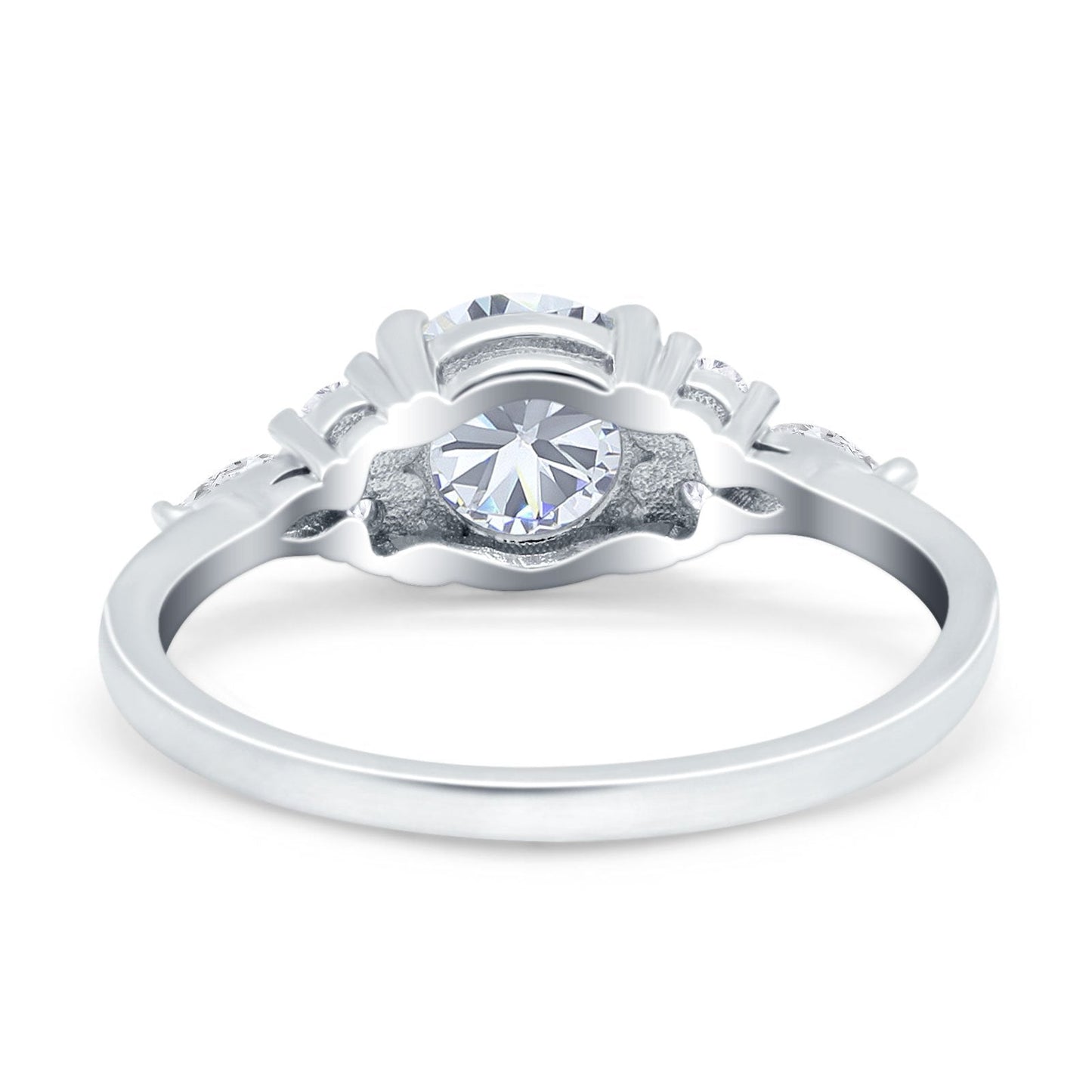 Art Deco Round Simulated Cubic Zirconia Engagement Ring