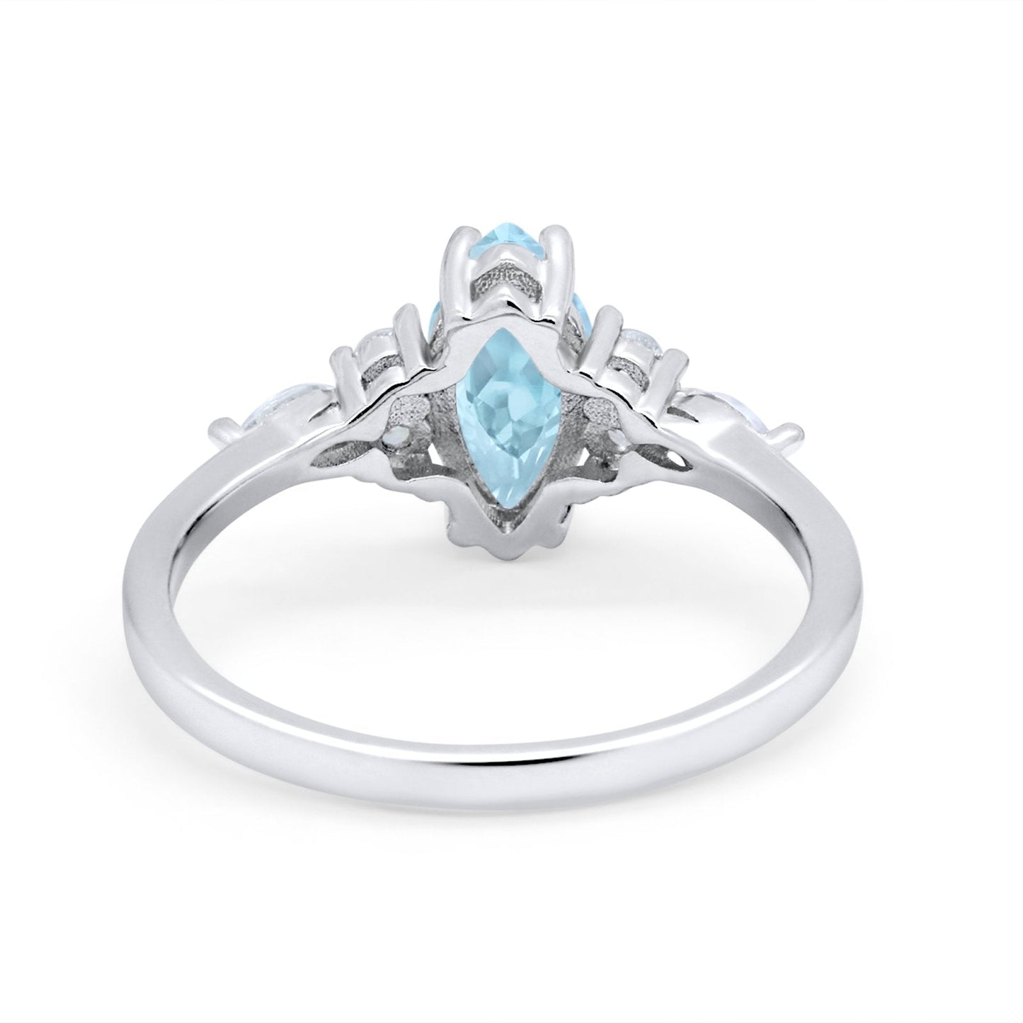 Vintage Style Wedding Ring Marquise Simulated Aquamarine CZ