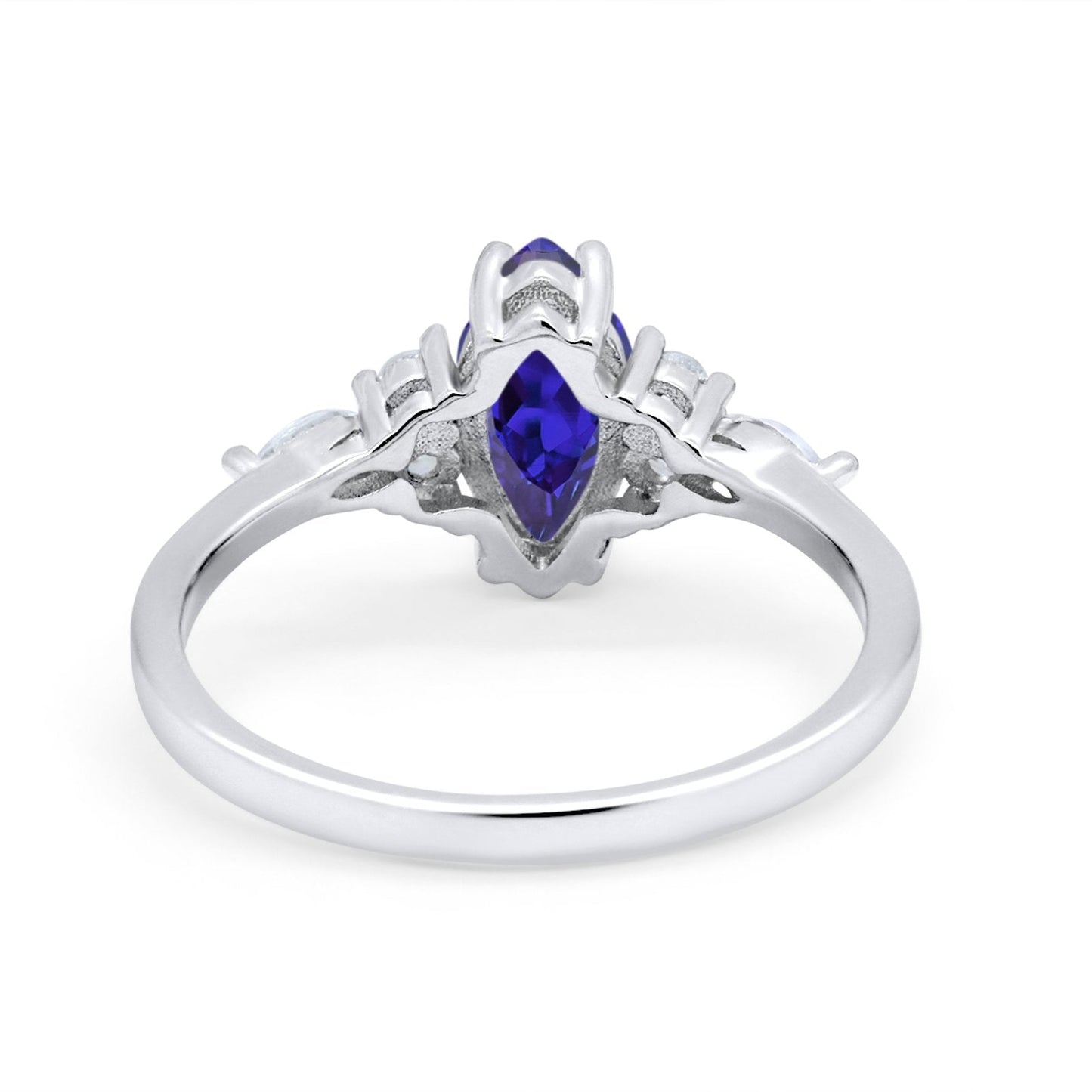 Vintage Style Wedding Ring Marquise Simulated Blue Sapphire CZ