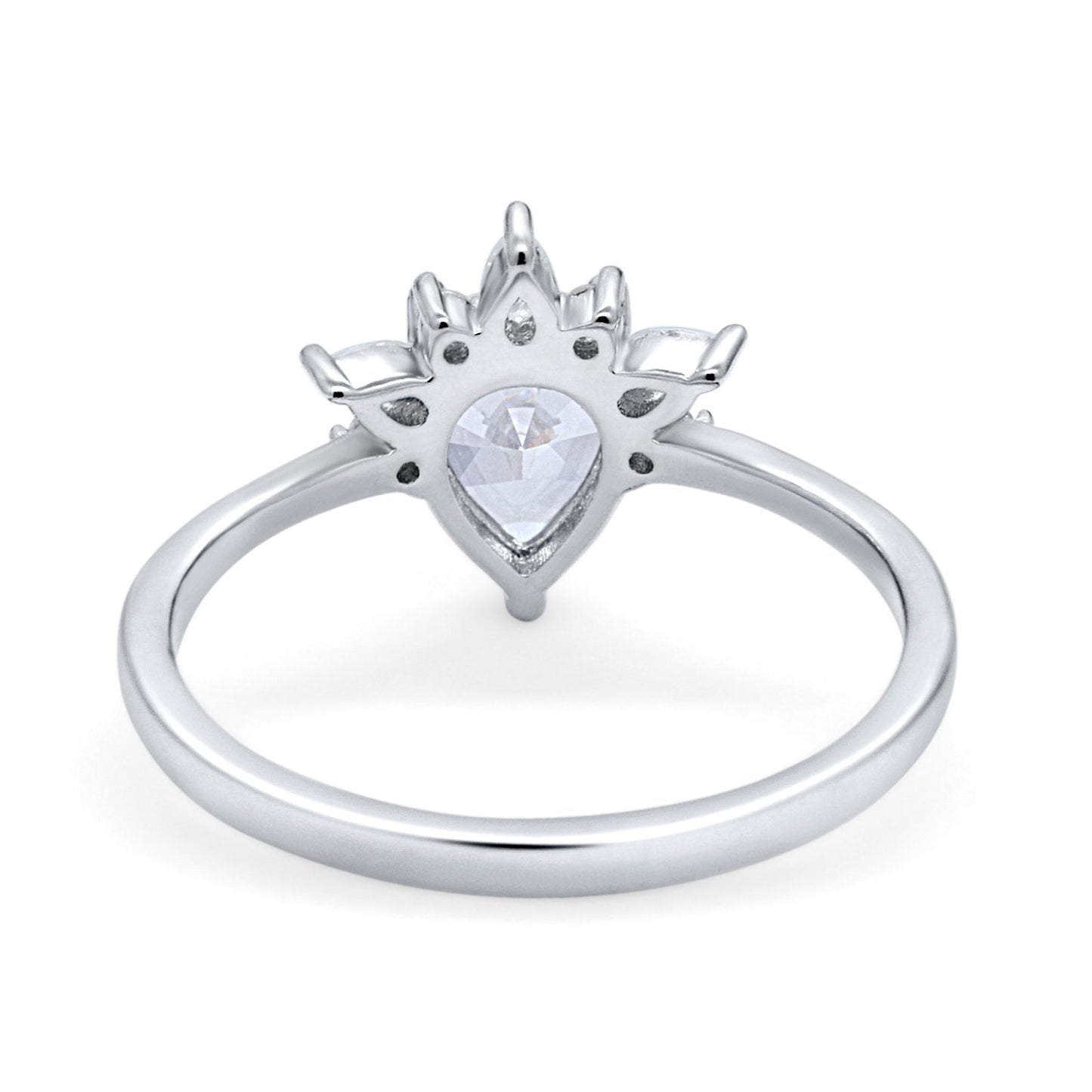 Art Deco Engagement Ring Pear Simulated Cubic Zirconia