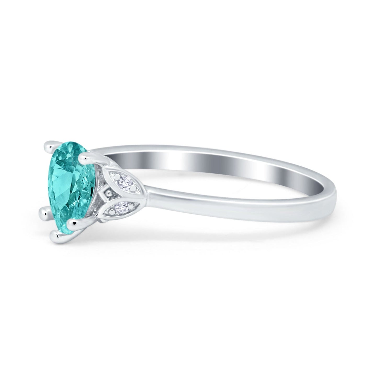 Art Deco Teardrop Engagement Ring Simulated Paraiba Tourmaline CZ