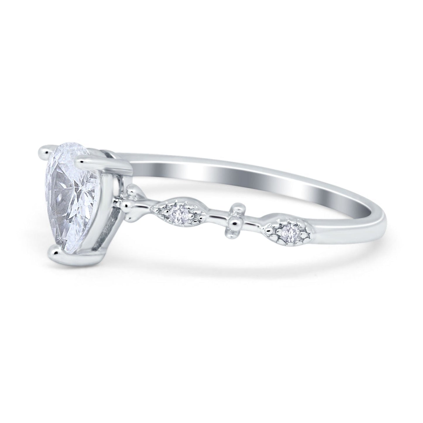 Teardrop Simulated Cubic Zirconia Wedding Ring