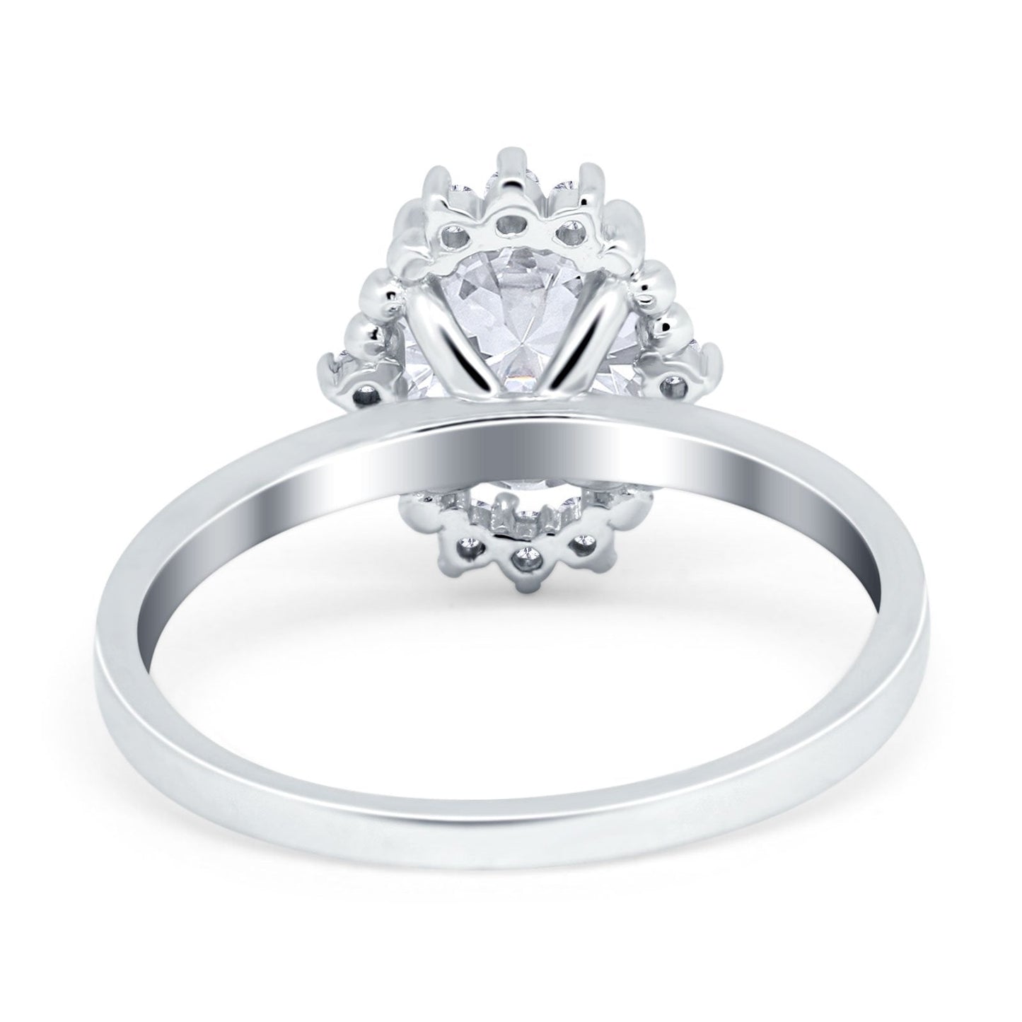 Halo Style Oval Simulated Cubic Zirconia Engagement Ring