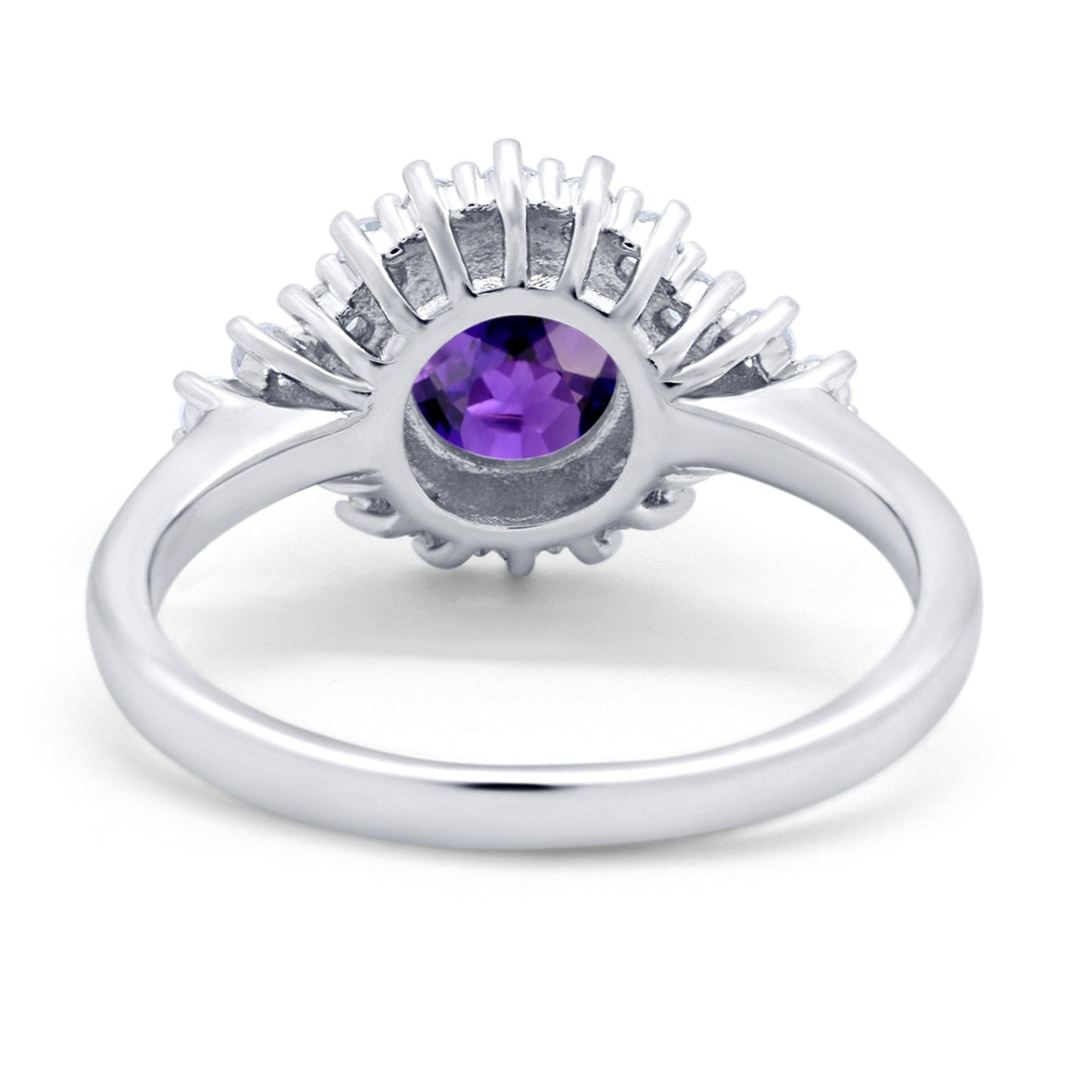 Halo Vintage Engagement Ring Round Simulated Amethyst CZ