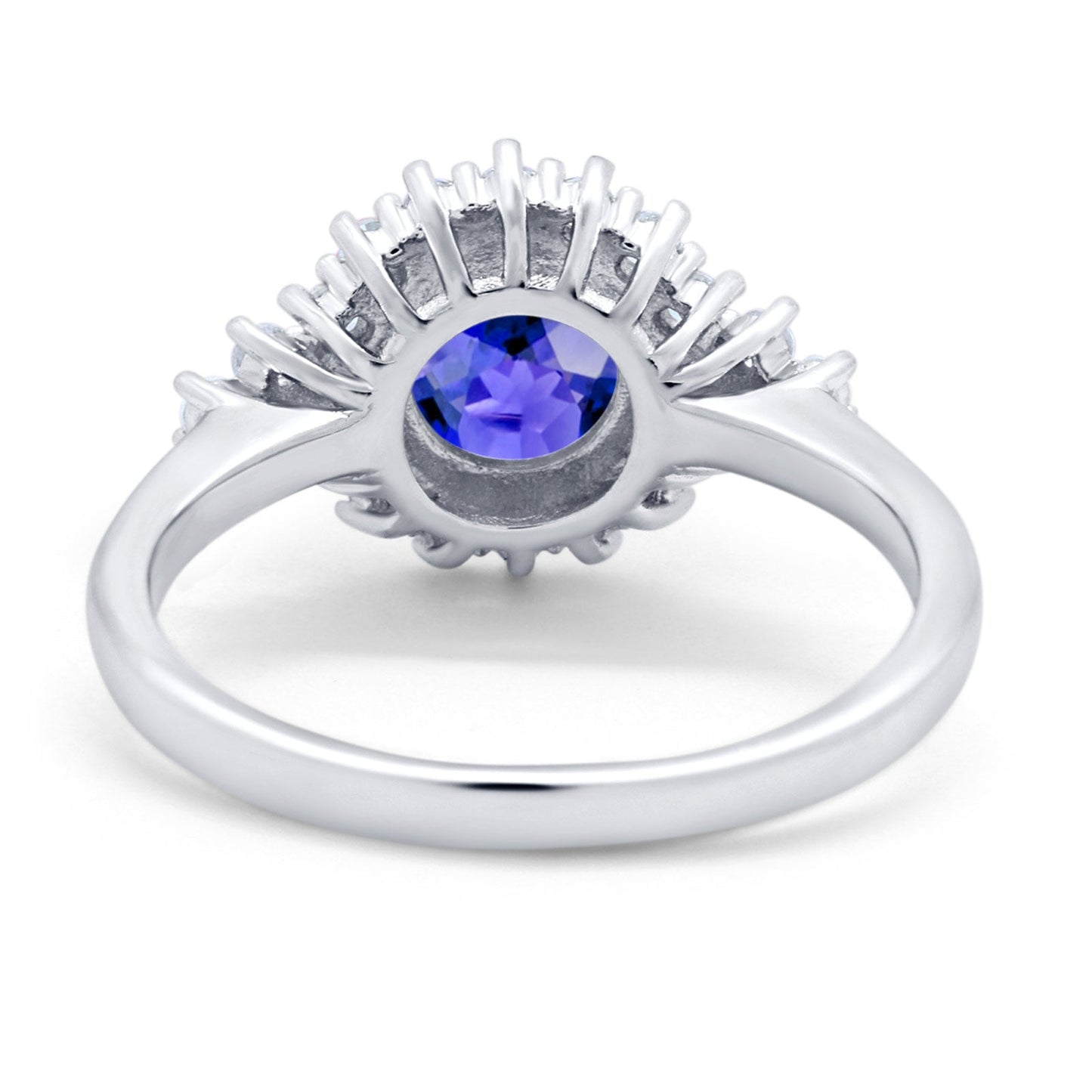 Halo Vintage Engagement Ring Round Simulated Tanzanite CZ