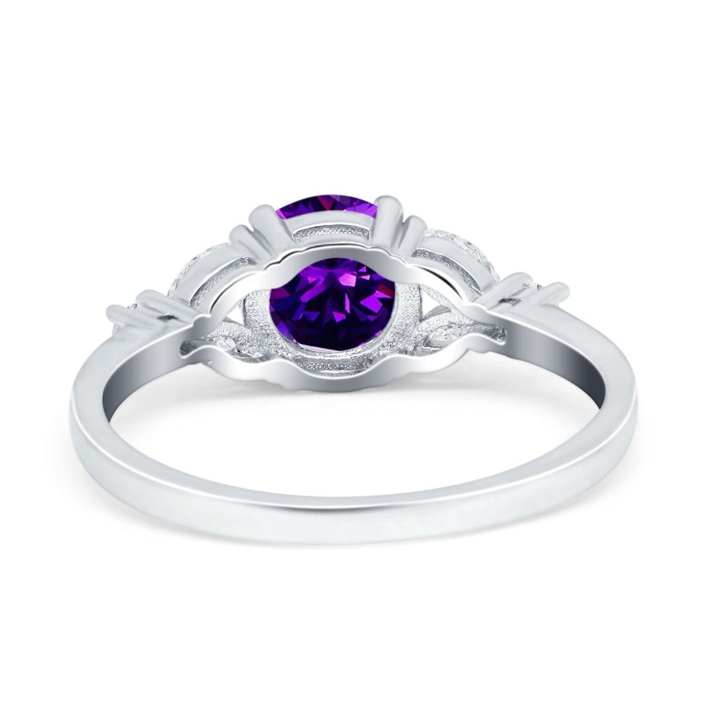 Art Deco Round Amethyst CZ Engagement Ring