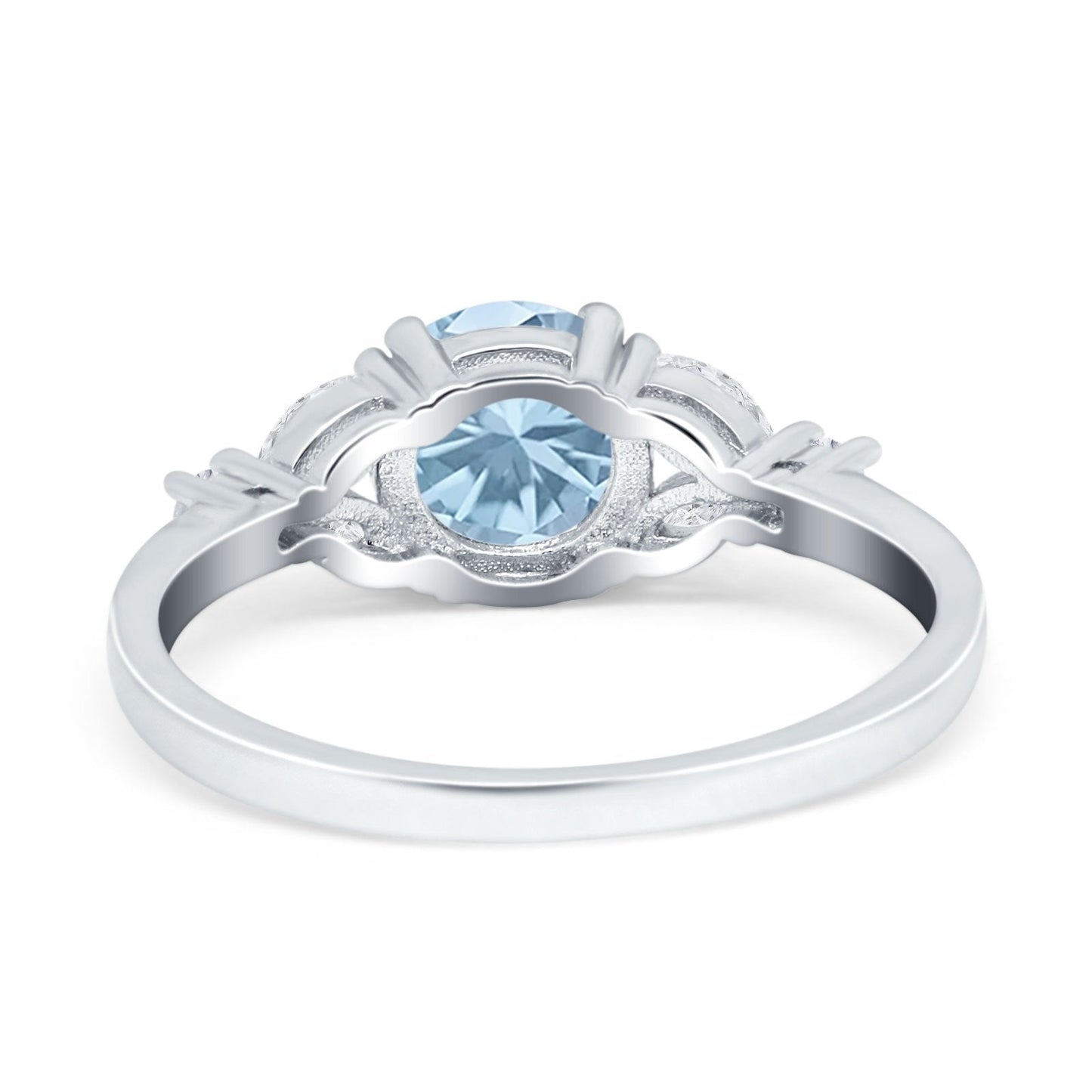 Art Deco Round Aquamarine CZ Engagement Ring