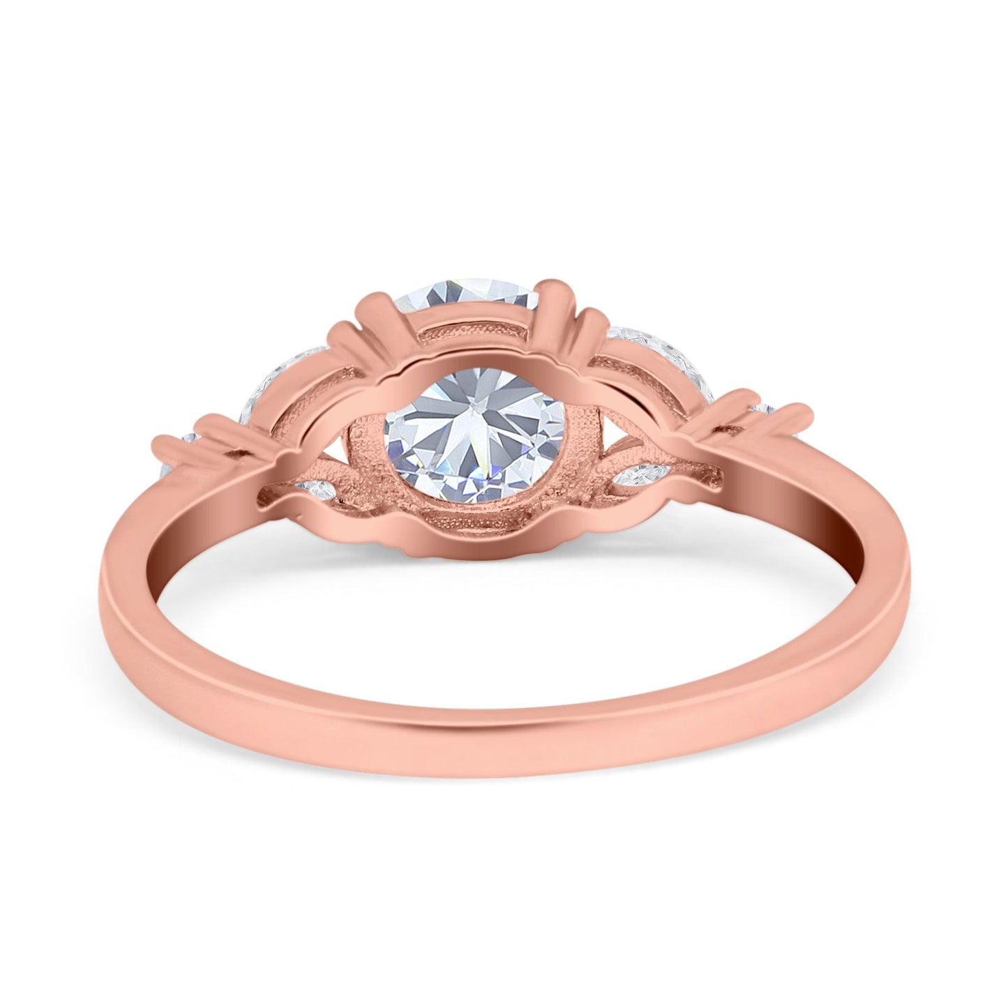 Art Deco Ring Cubic Zirconia Rose Tone