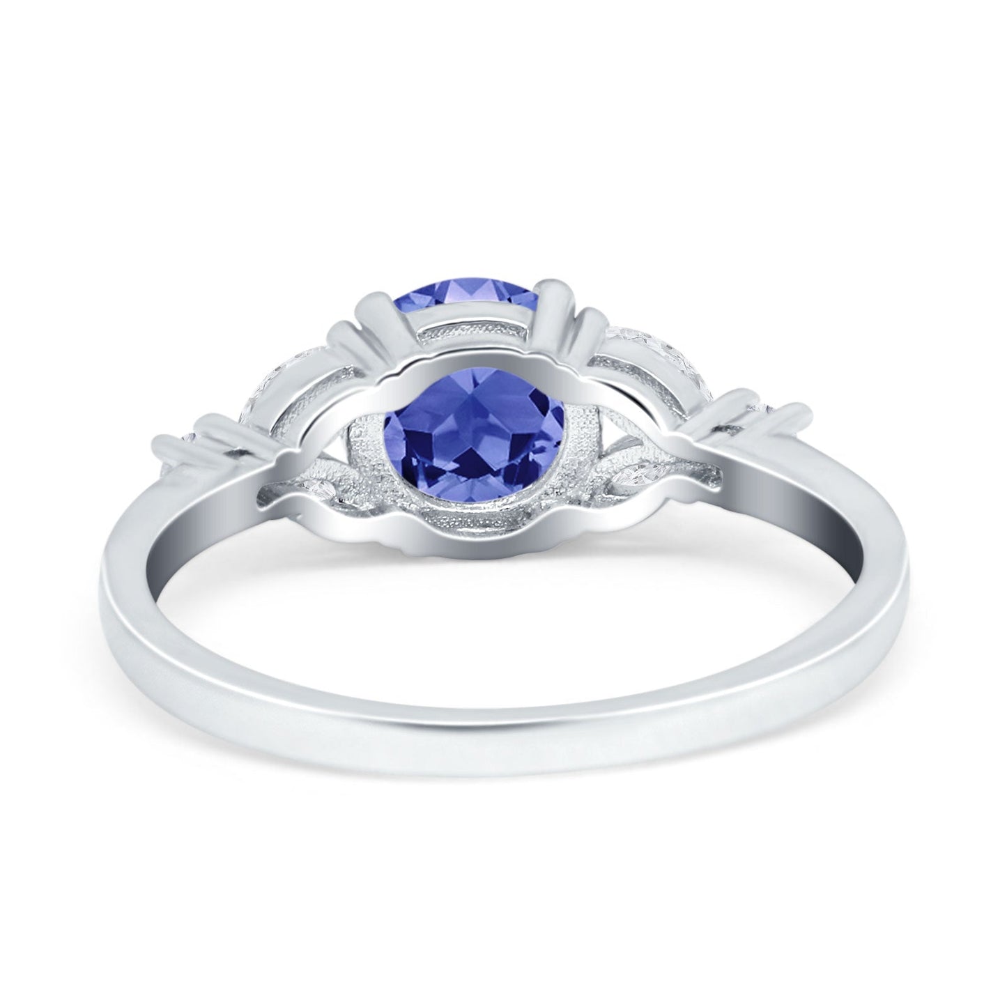 Art Deco Engagement Ring Round Tanzanite CZ