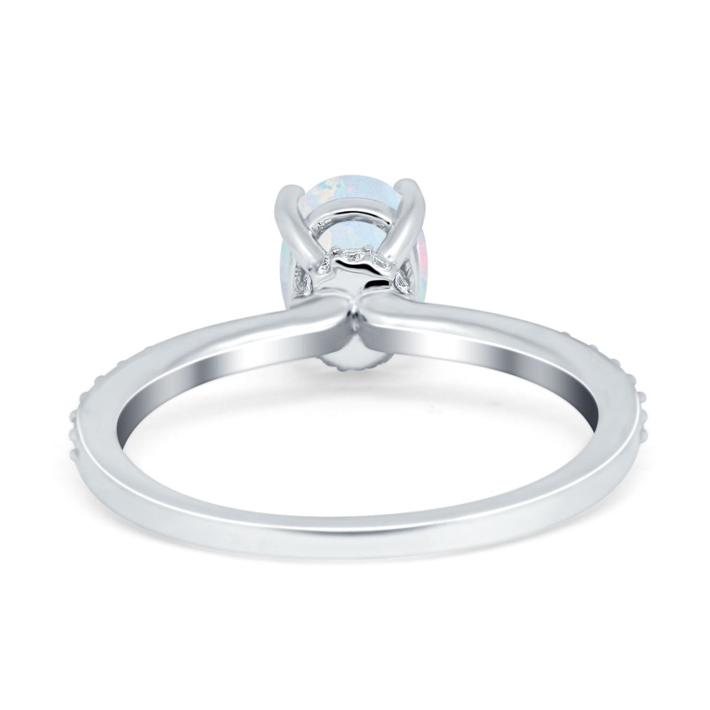 Accent Art Deco Wedding Ring Lab Created White Opal