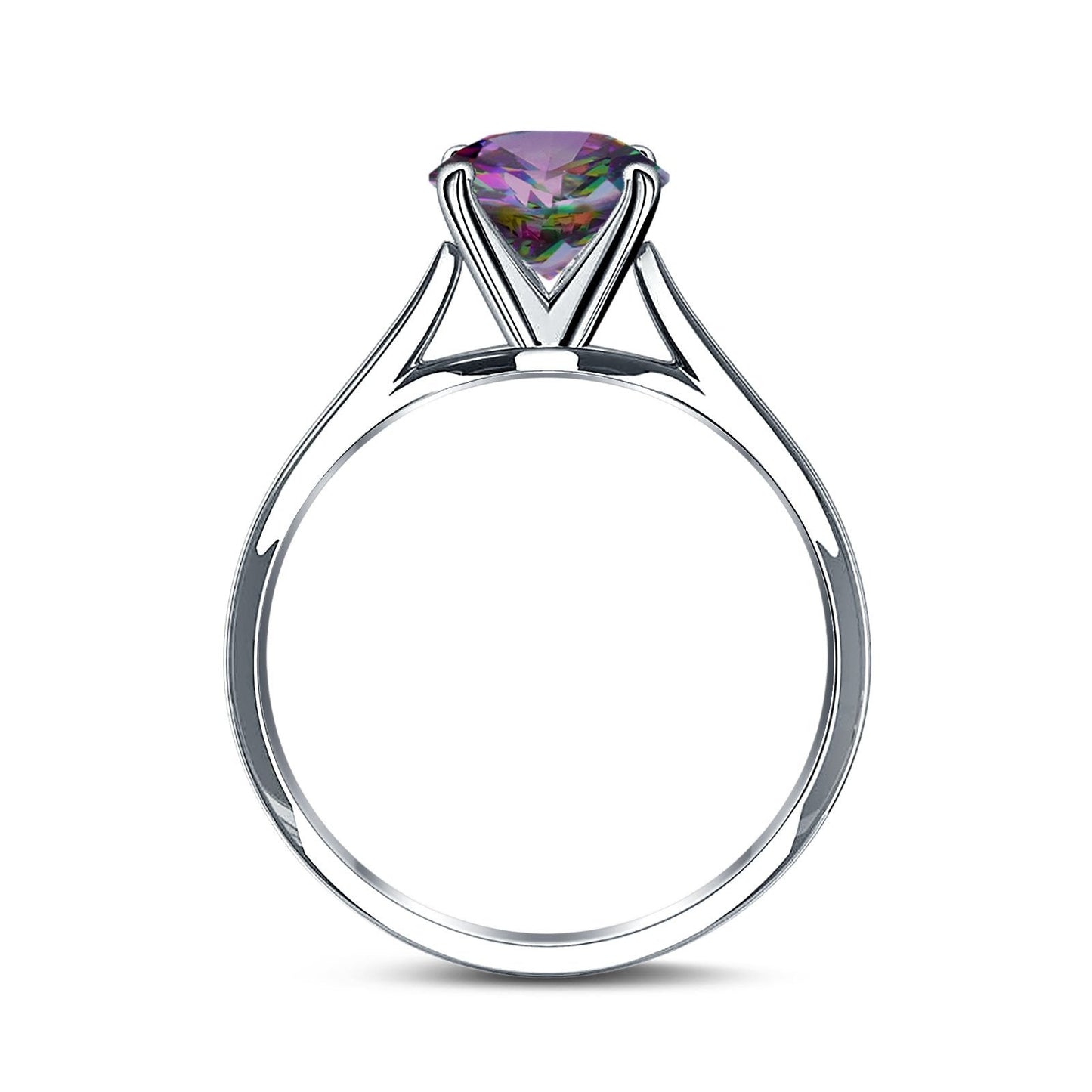 Solitaire Teardrop Simulated Rainbow CZ Wedding Ring Center Stone-(8mmx6mm)