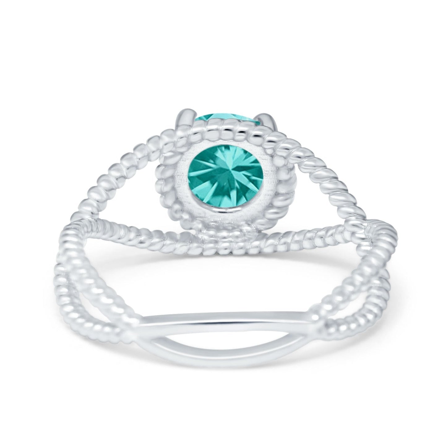 Braided Cable Split Paraiba Tourmaline CZ Engagement Ring