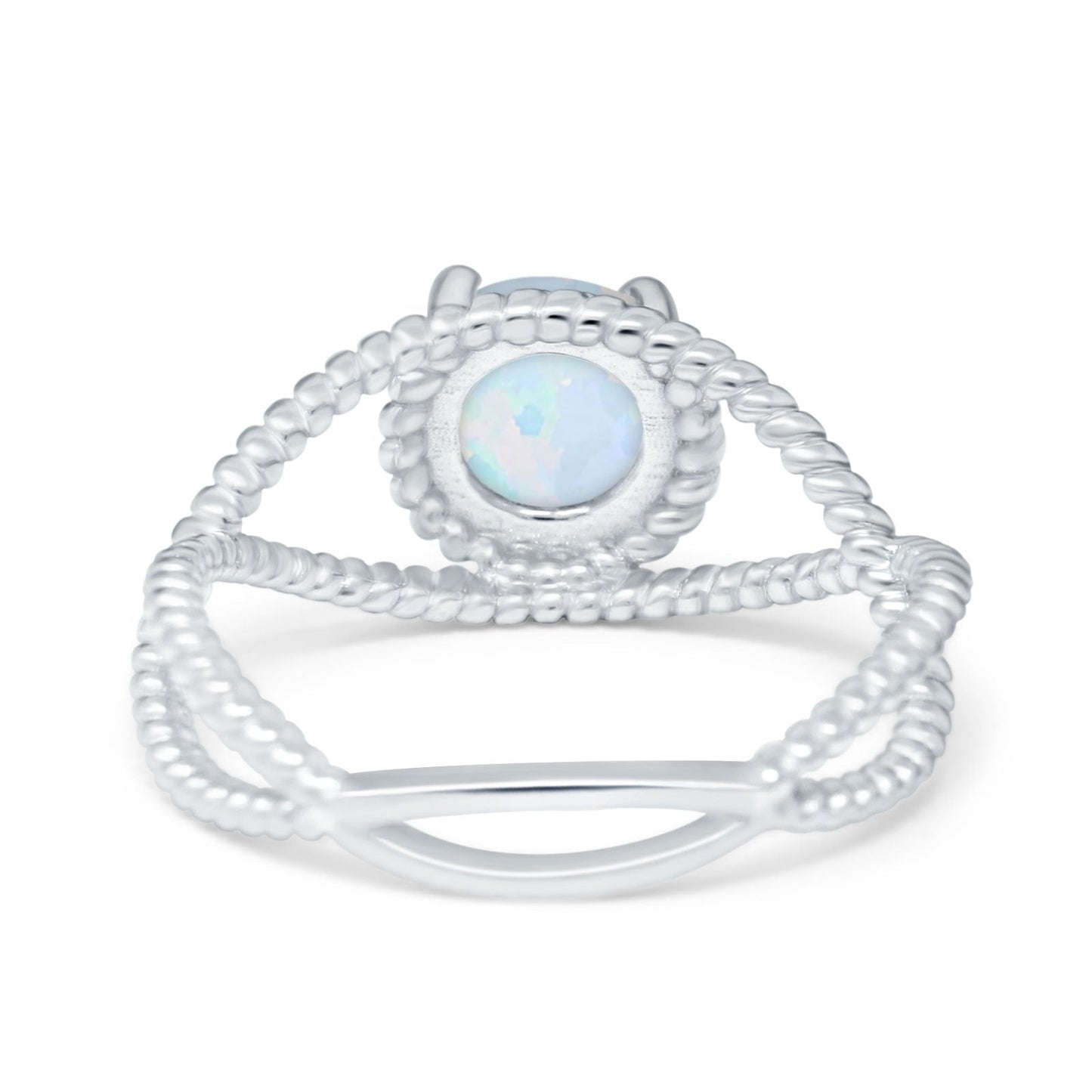 Braided Cable Split Engagement Ring Lab Created White Opal