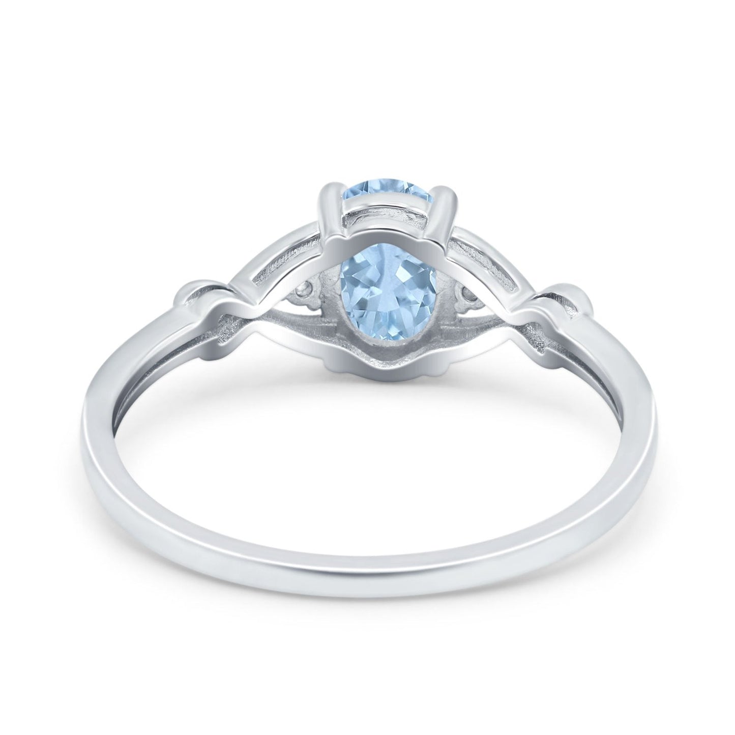 Oval Filigree Infinity Engagement Ring Simulated Aquamarine CZ