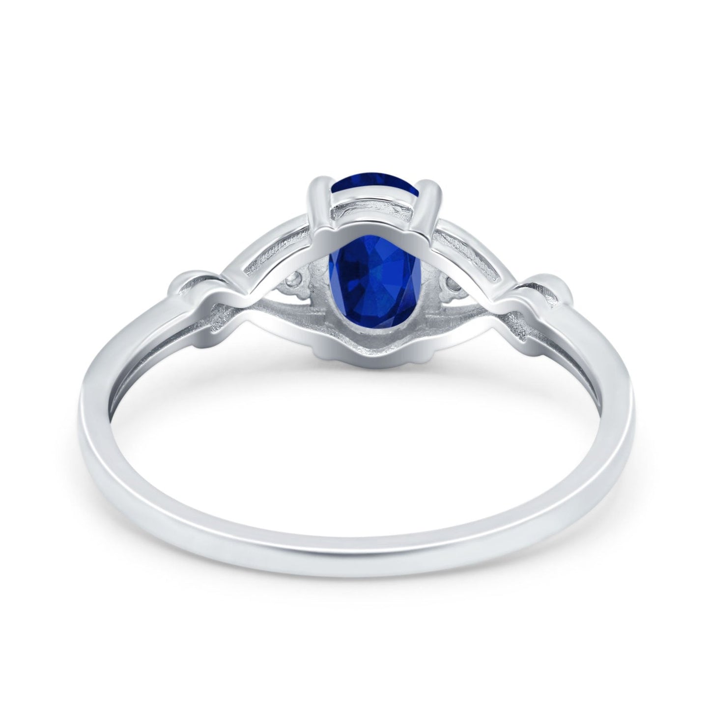 Oval Filigree Infinity Engagement Ring Simulated Blue Sapphire CZ