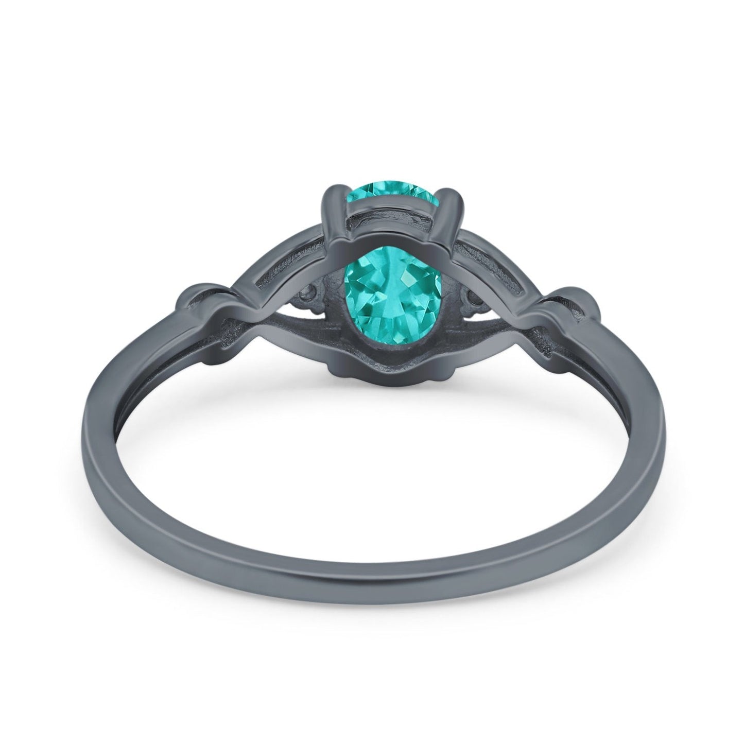 Oval Filigree Infinity Engagement Ring Black Tone, Simulated Paraiba Tourmaline CZ