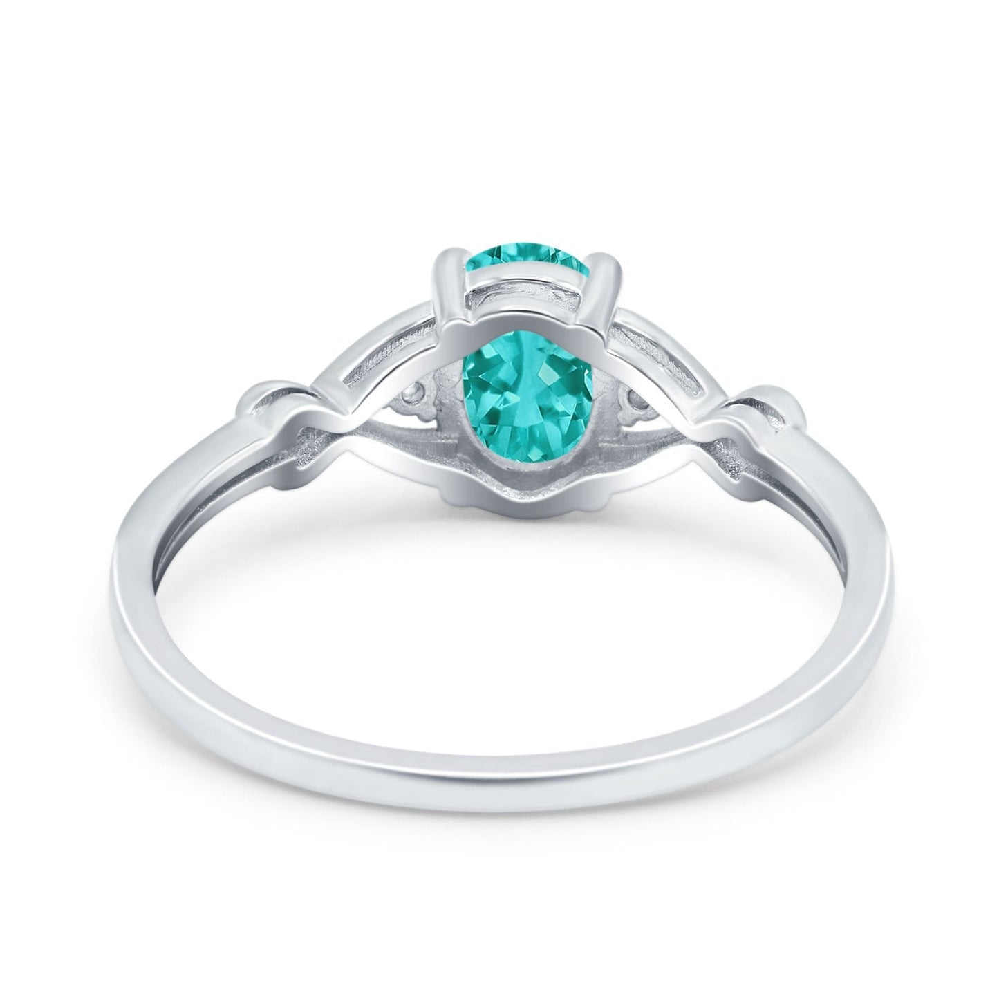 Oval Filigree Infinity Engagement Ring Simulated Paraiba Tourmaline CZ