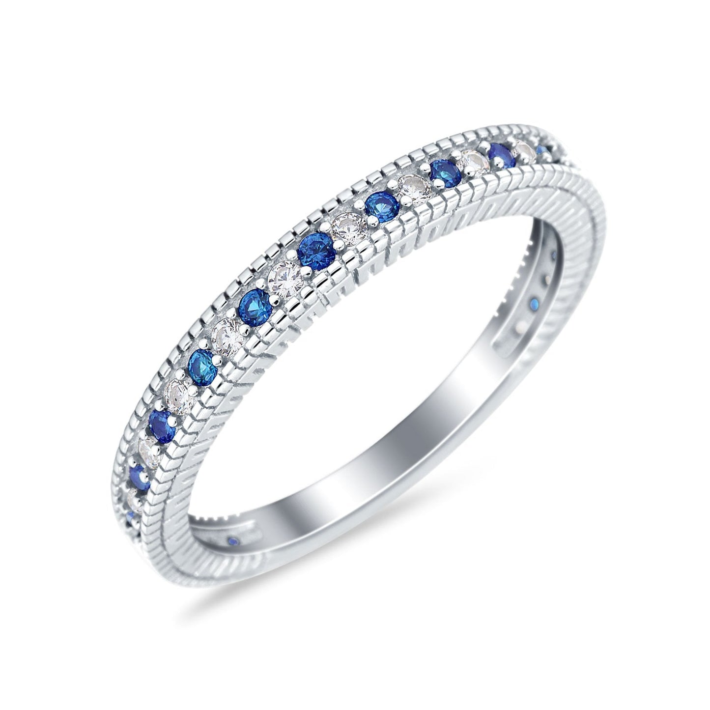 Half Eternity Band Stacking Simulated Blue Sapphire CZ  Engagement Ring