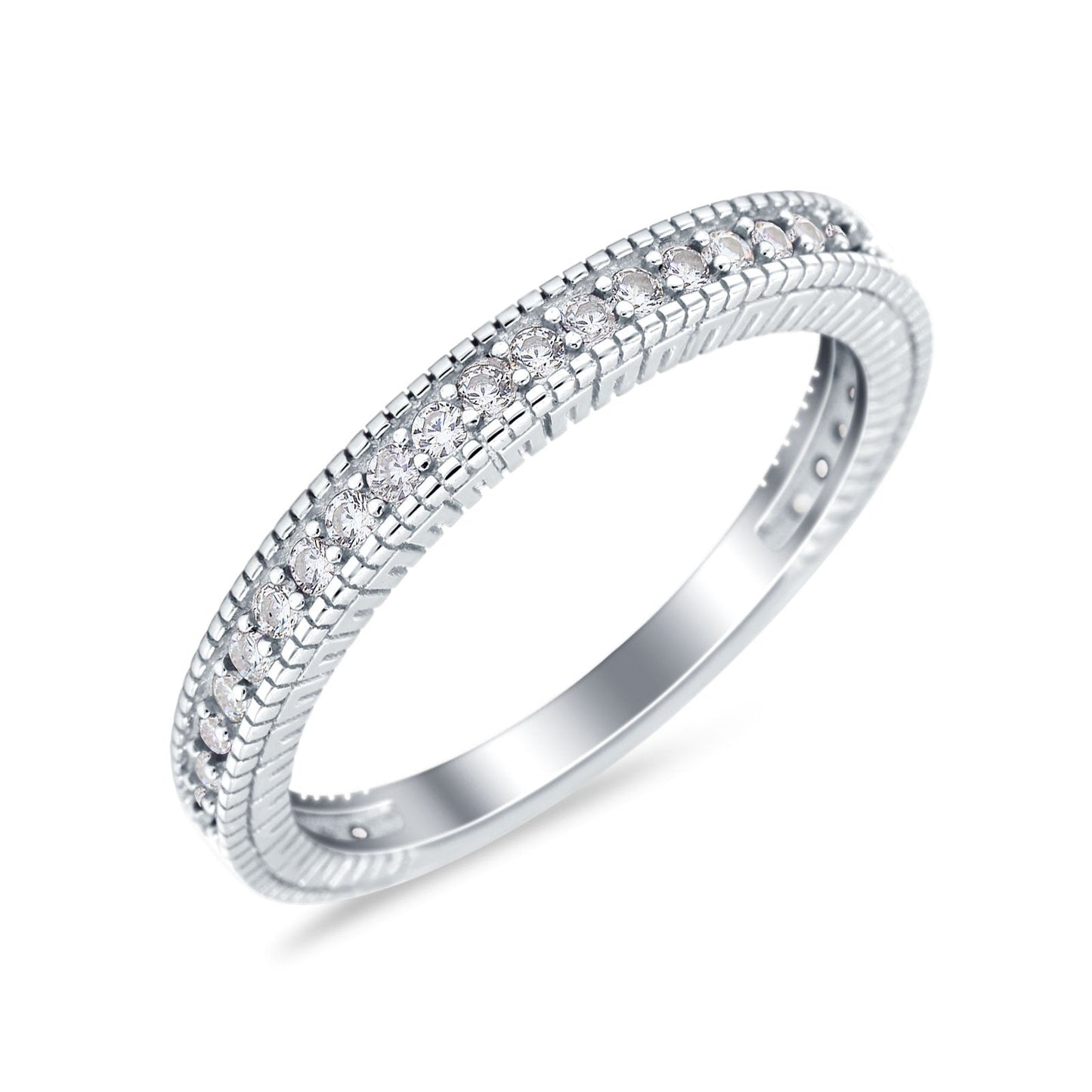 Half Eternity Band Bridal Stacking Simulated CZ  Engagement Ring