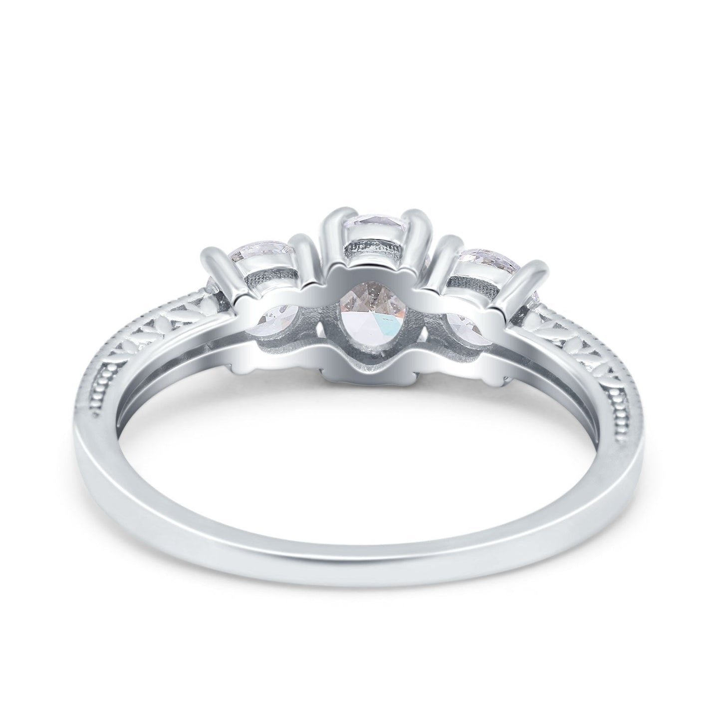 Three Stone Oval Engagement Ring Simulated Cubic Zirconia