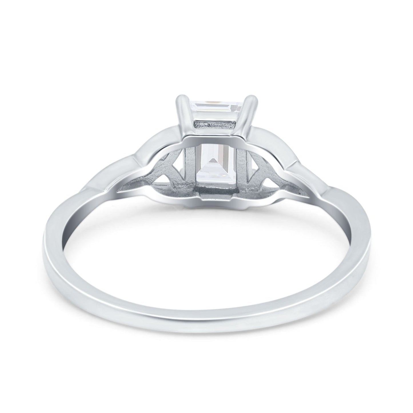 Engagement Ring Emerald Cut Simulated Cubic Zirconia