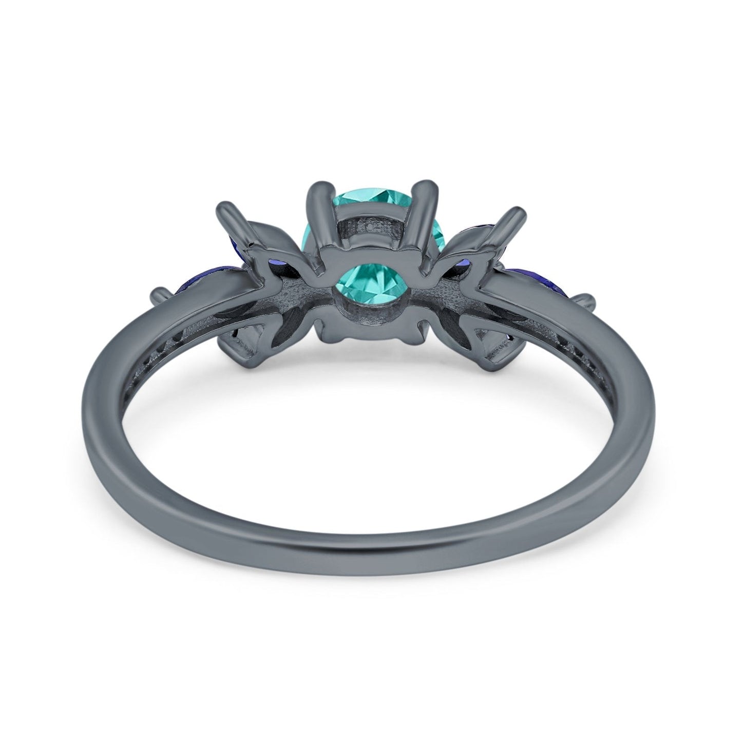 Marquise Wedding Ring Sapphire Black Tone, Simulated Paraiba Tourmaline CZ