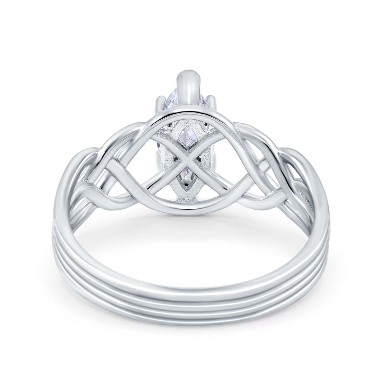 Art Deco Crisscross Wedding Ring Marquise Simulated Cubic Zirconia