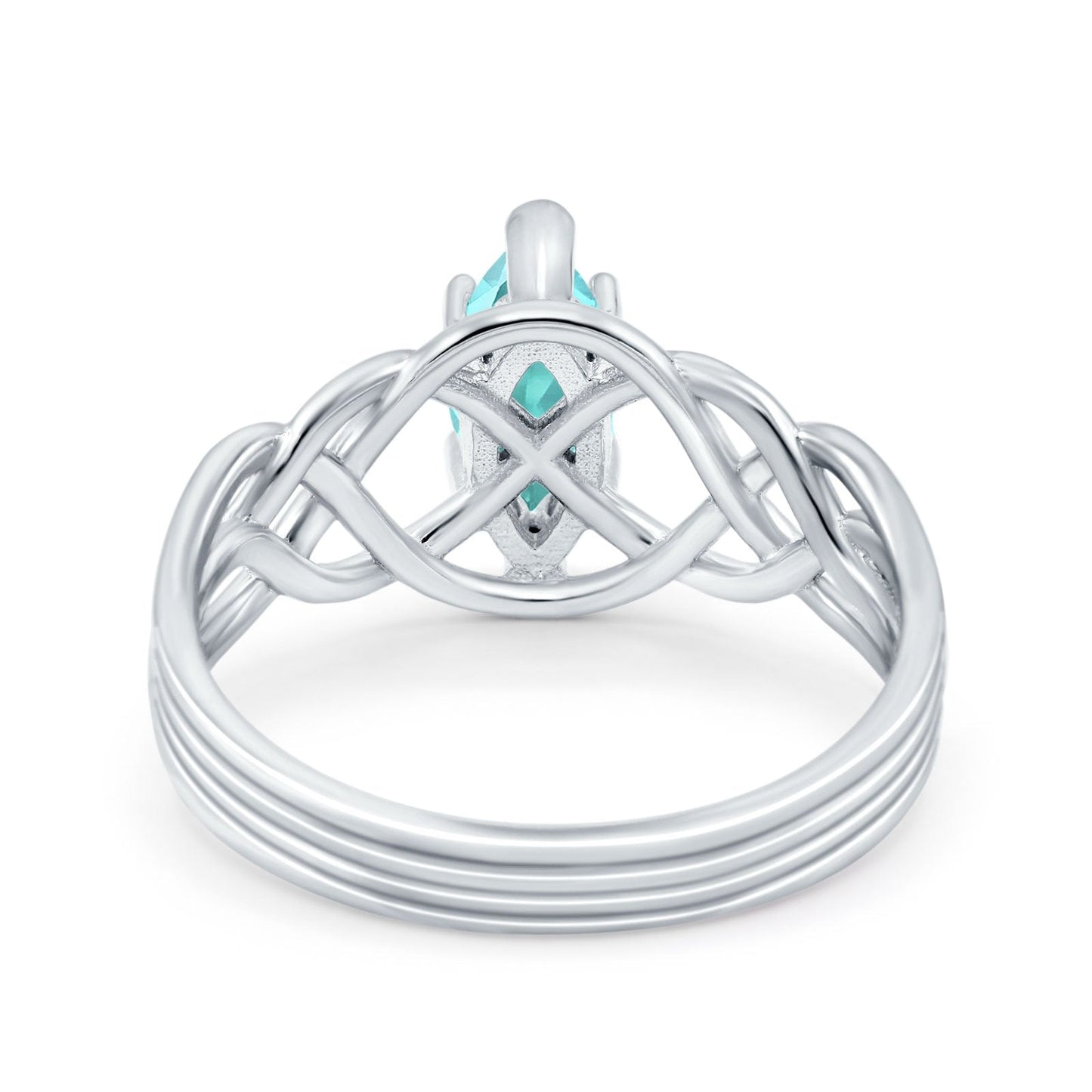 Art Deco Crisscross Wedding Ring Marquise Simulated Paraiba Tourmaline CZ