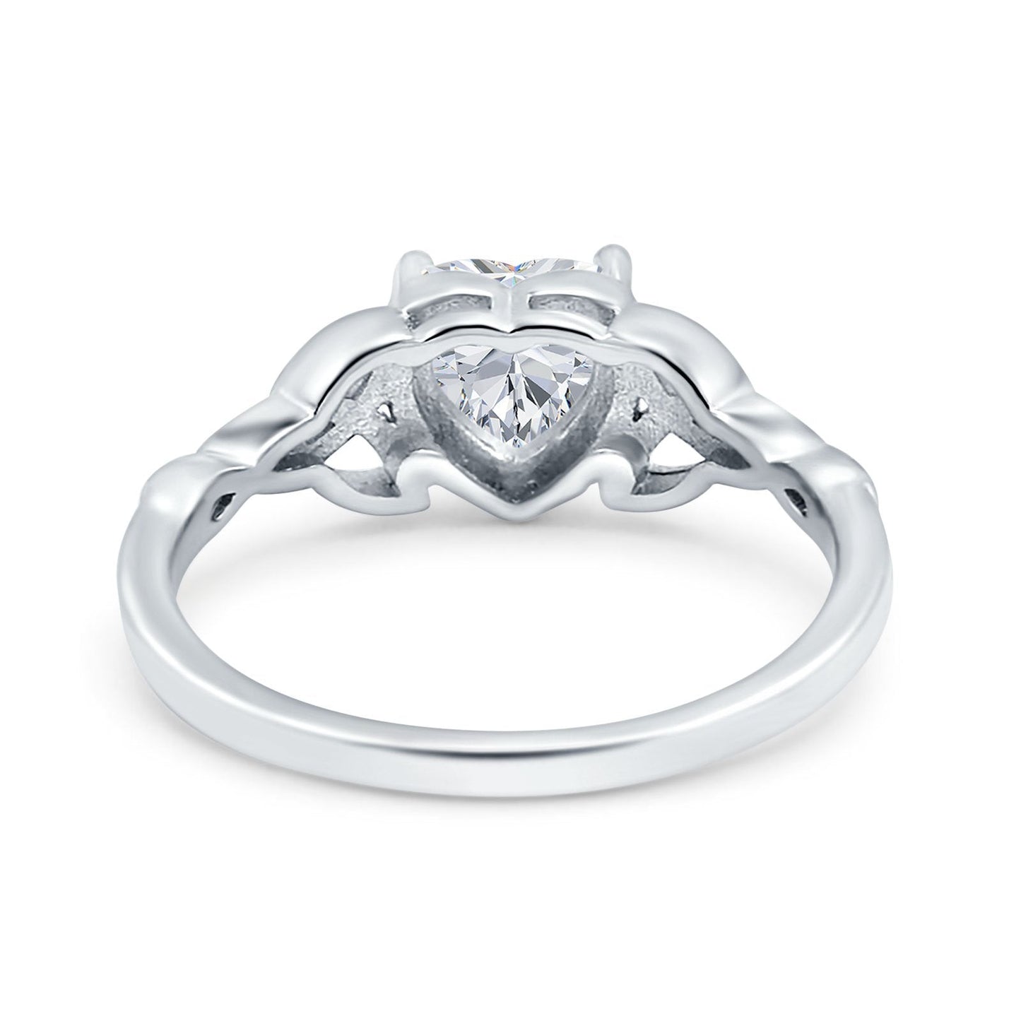 Heart Celtic Wedding Promise Ring Simulated Cubic Zirconia