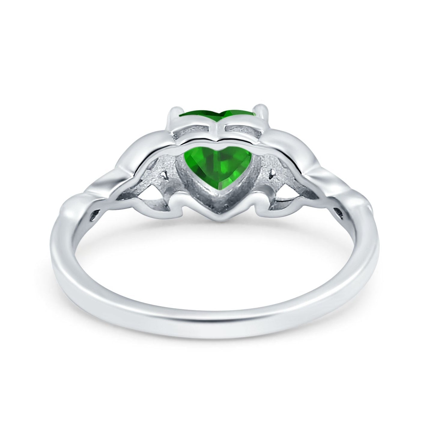 Heart Celtic Wedding Promise Ring Simulated Green Emerald CZ