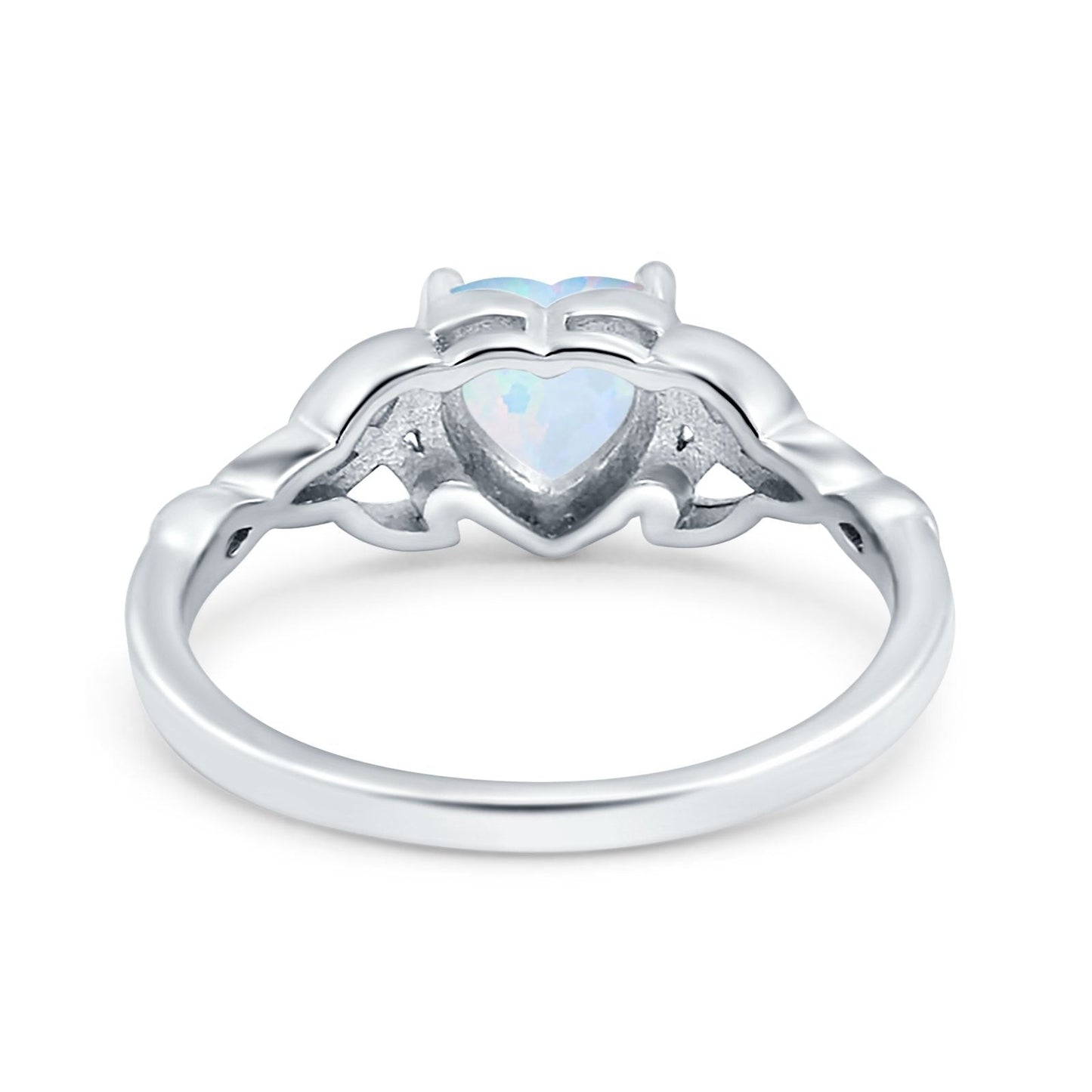 Heart Celtic Wedding Promise Ring Lab Created White Opal