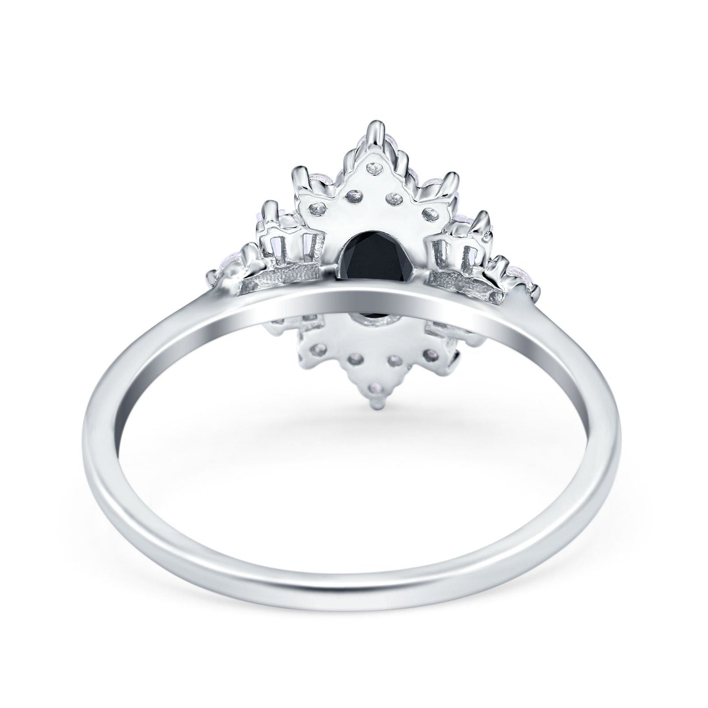 Oval Cut Halo Vintage Wedding Ring Simulated Black CZ