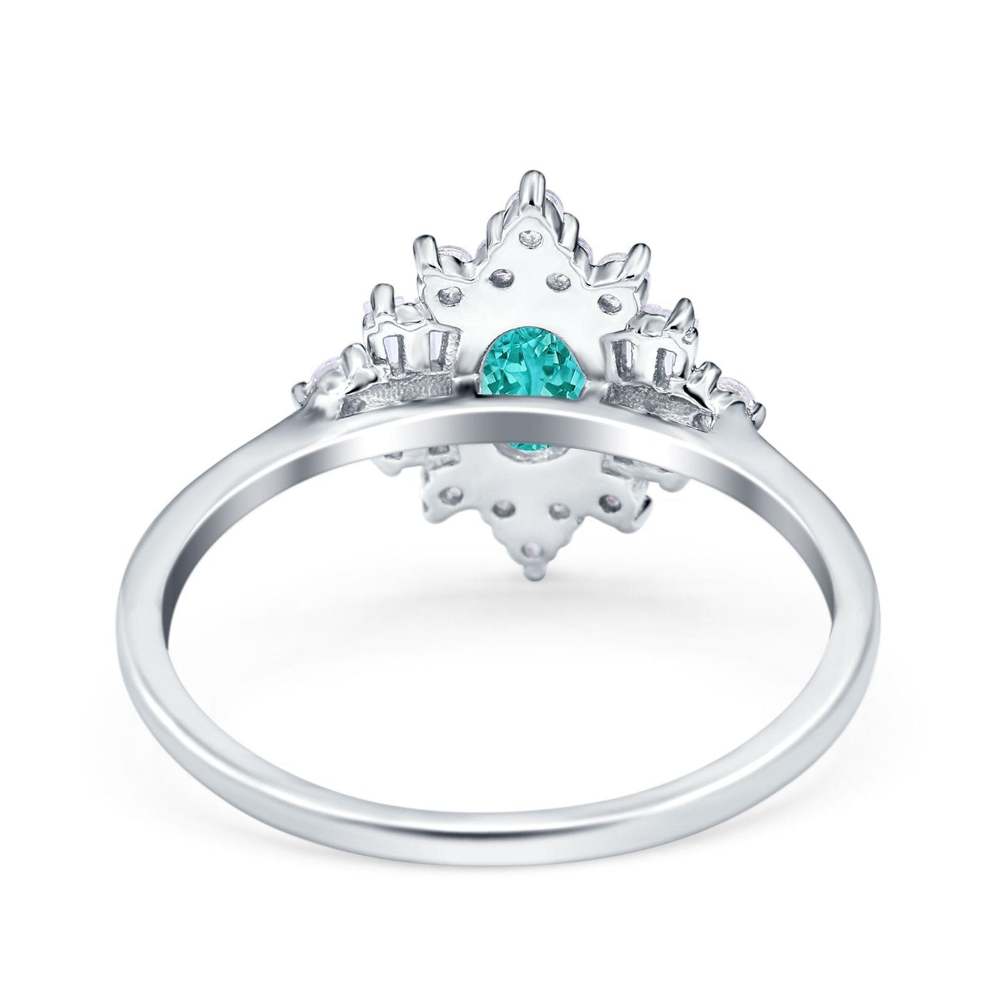 Oval Cut Halo Vintage Wedding Ring Simulated Paraiba Tourmaline CZ