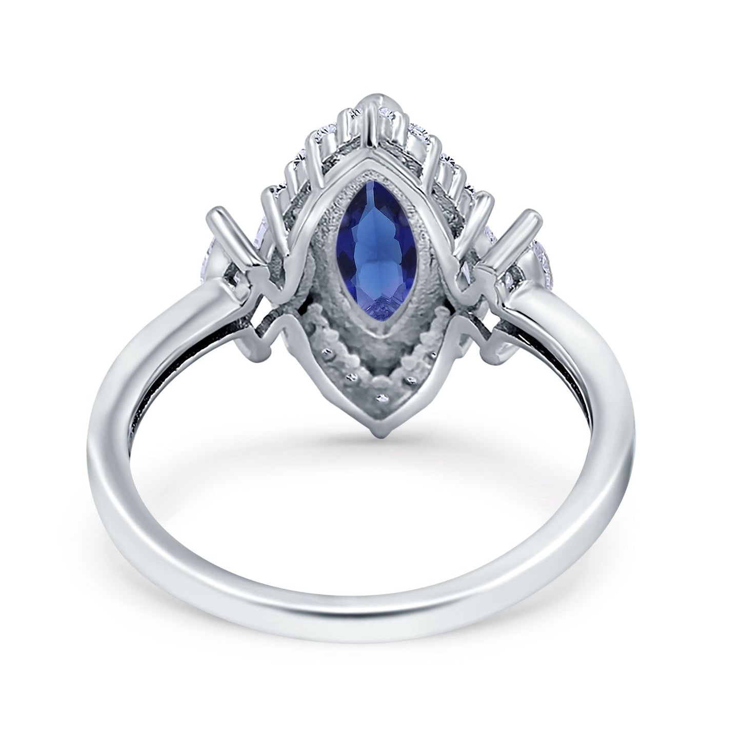 Marquise Vintage Wedding Ring Simulated Blue Sapphire CZ