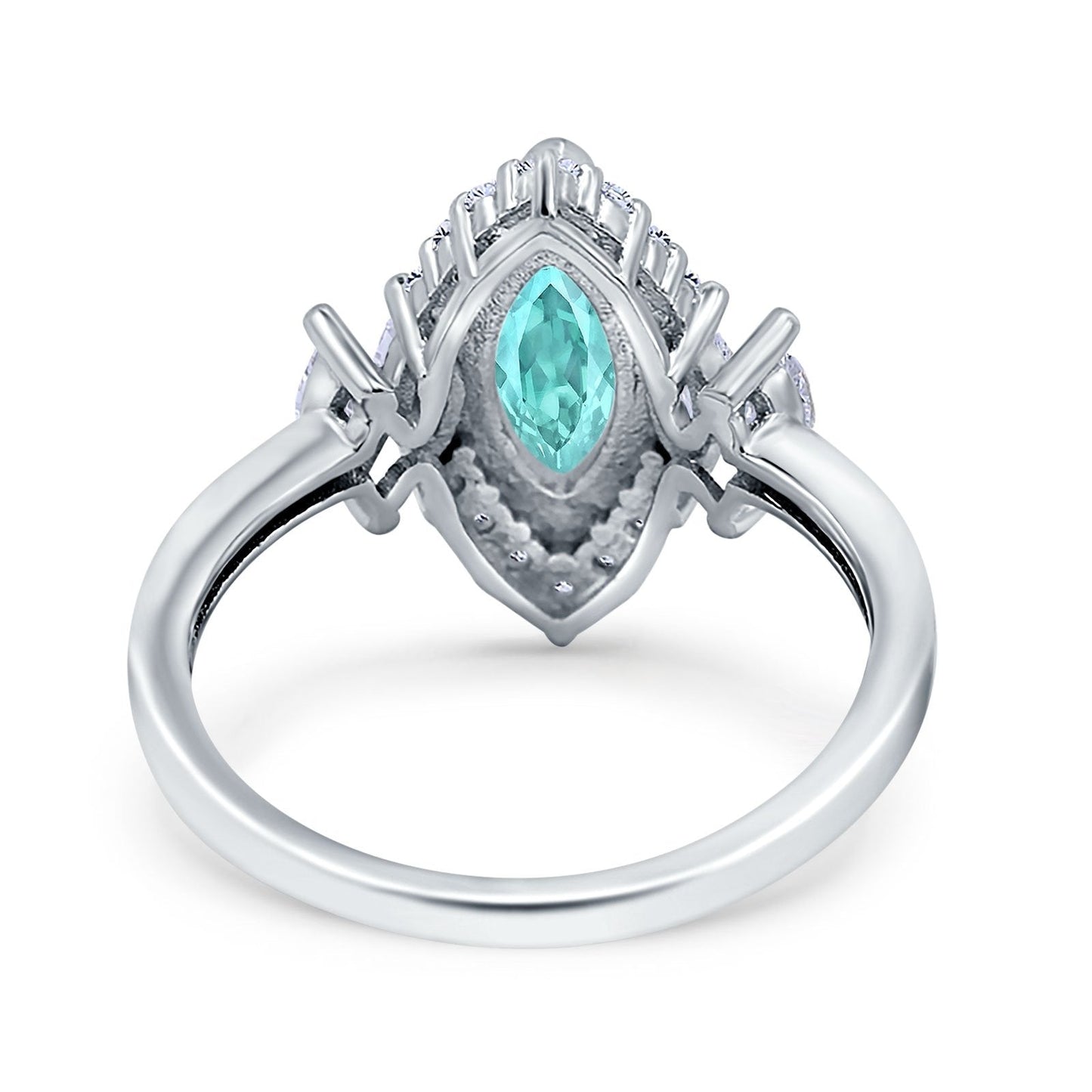 Marquise Vintage Wedding Ring Simulated Paraiba Tourmaline CZ