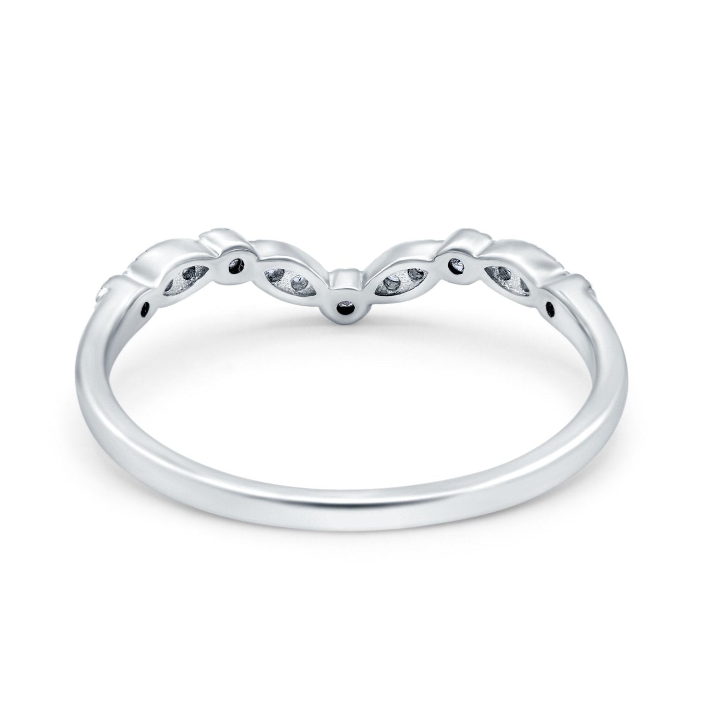 Curved Marquise Half Eternity Stackable Simulated CZ Band Ring