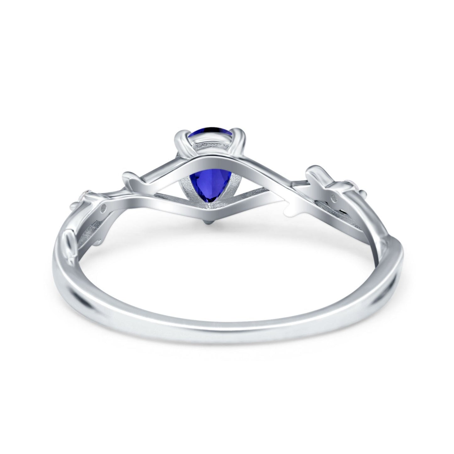 Infinity Pear Vintage Wedding Ring Simulated Blue Sapphire CZ